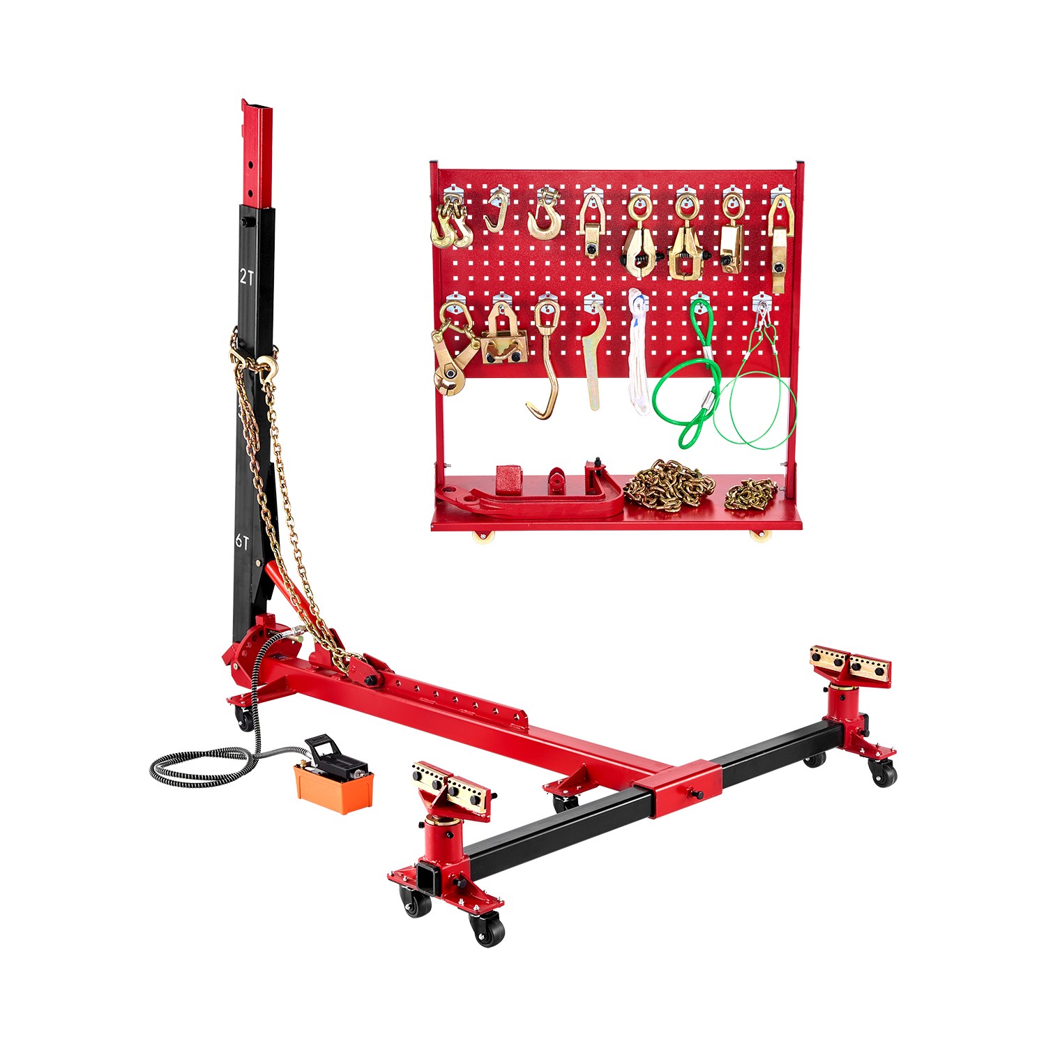 Auto Body Frame Puller Straightener 6T Car Frame Machine 6000PSI Foot Pump