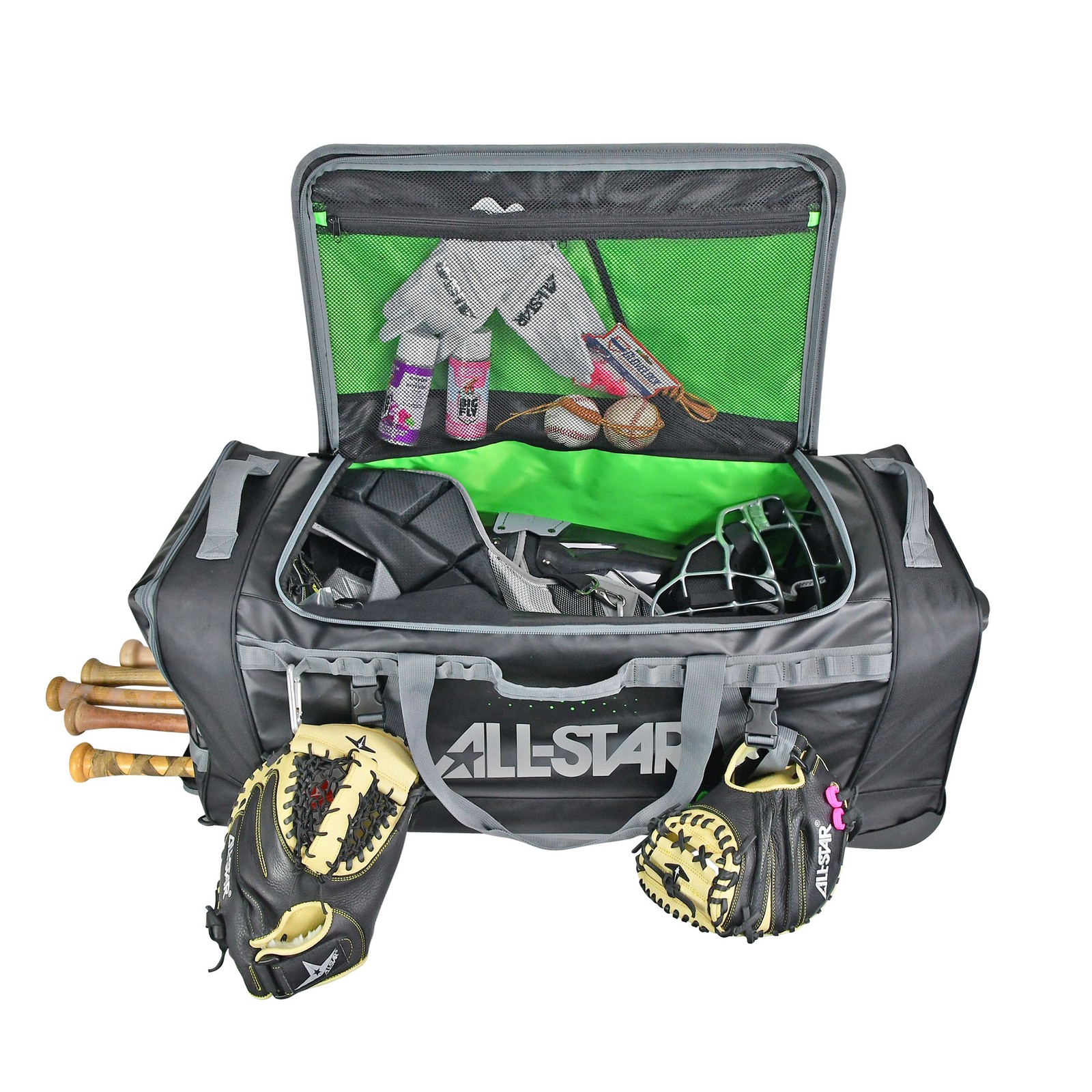All-Star S7 Elite Baseball/Softball Catcher's Roller Bag - Black