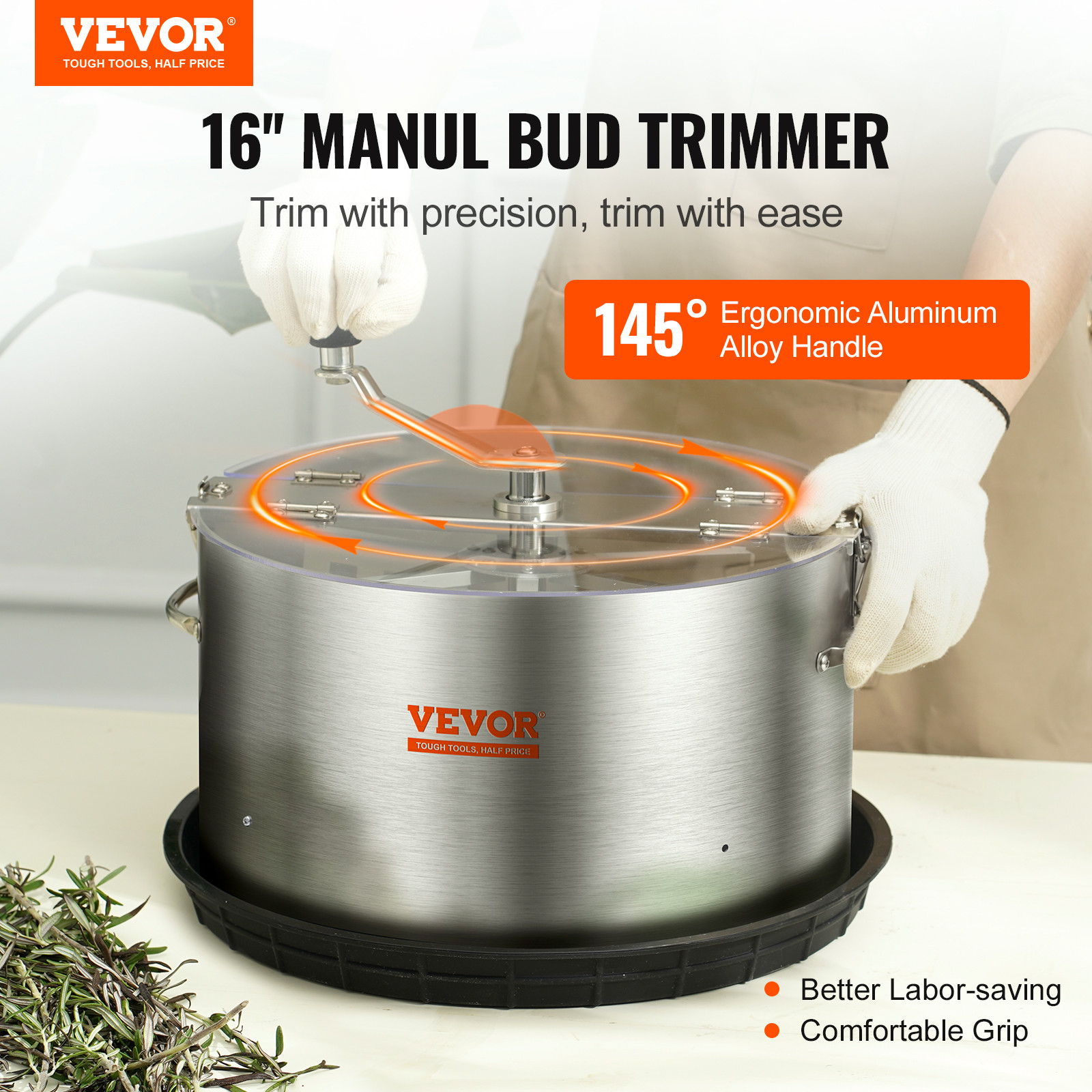 VEVOR Bud Leaf Trimmer 16 inch Stainless Steel Manual Bud Trimmer Machine