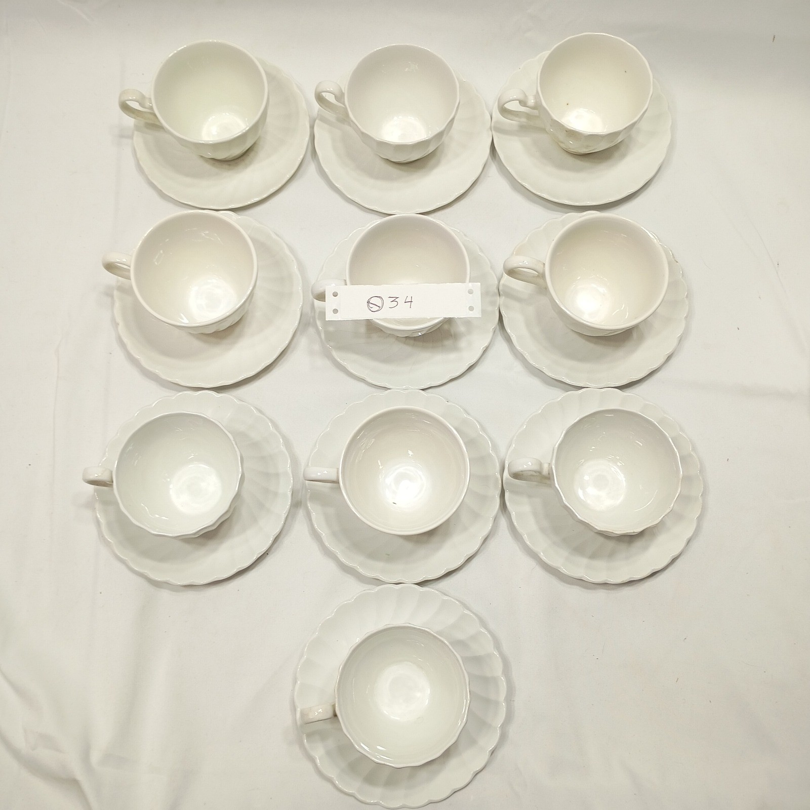 Johnson Bros Snow White Regency tea cups & saucers set of 10