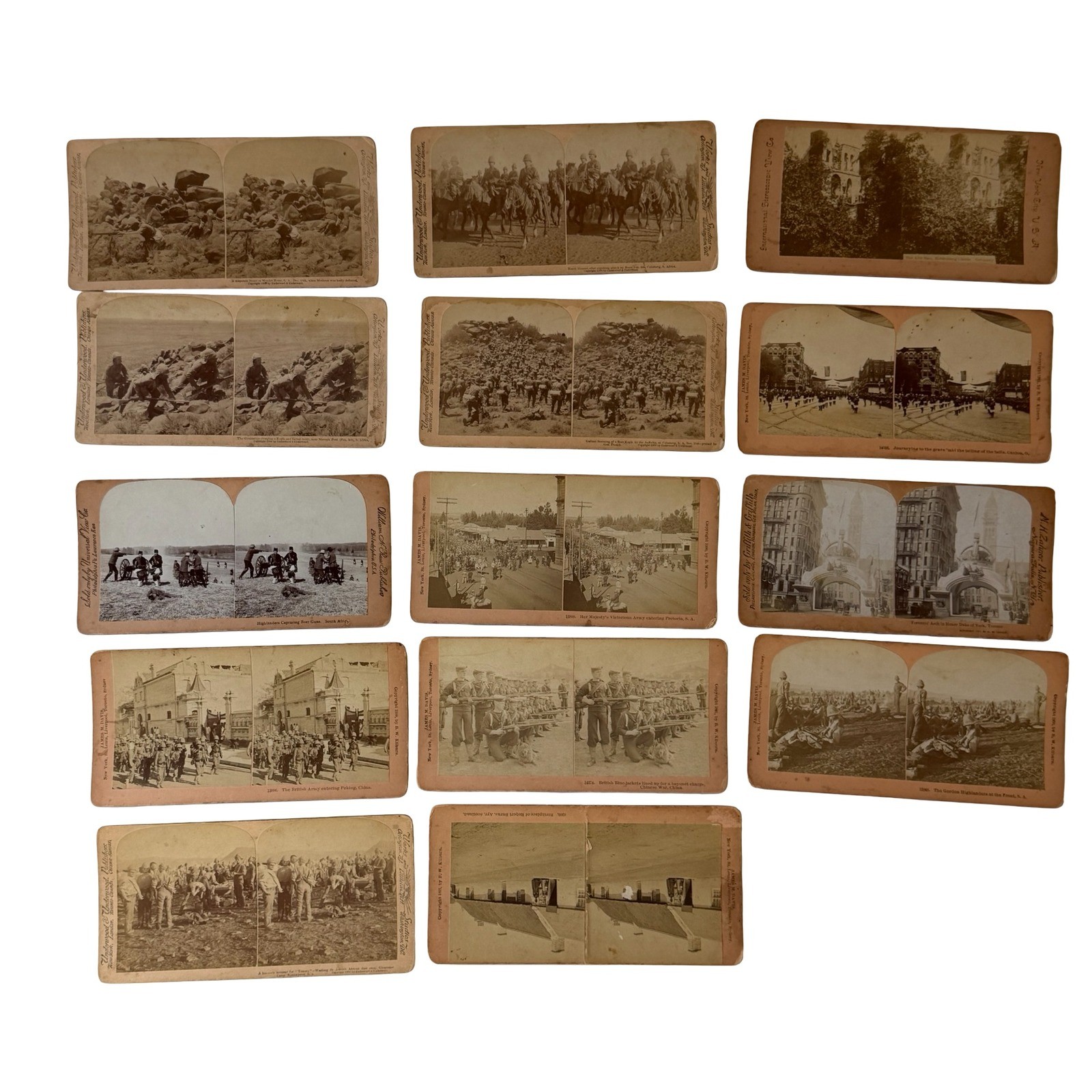 Lot of 14 Antique Stereoview Boer War Boxer Rebellion China Underwood Kilburn