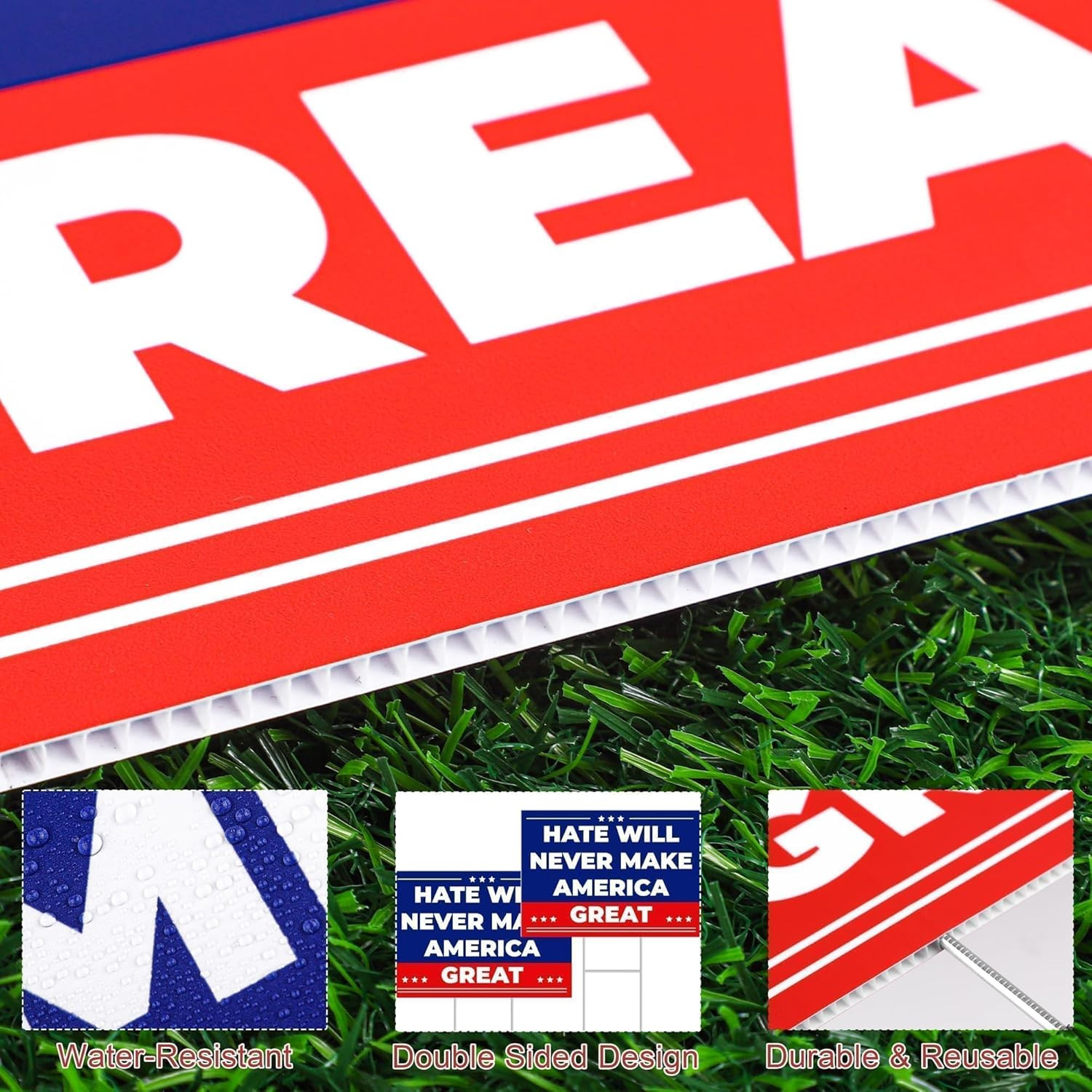 Anti-Trump Double-Sided Yard Sign with Metal Stake - Weatherproof Garden Decor