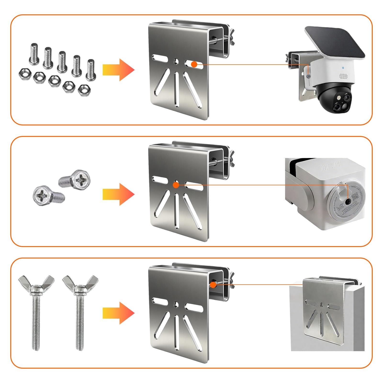 Gutter Mount for Eufy Solocam S340/E30, Stainless Steel Security Silvery2