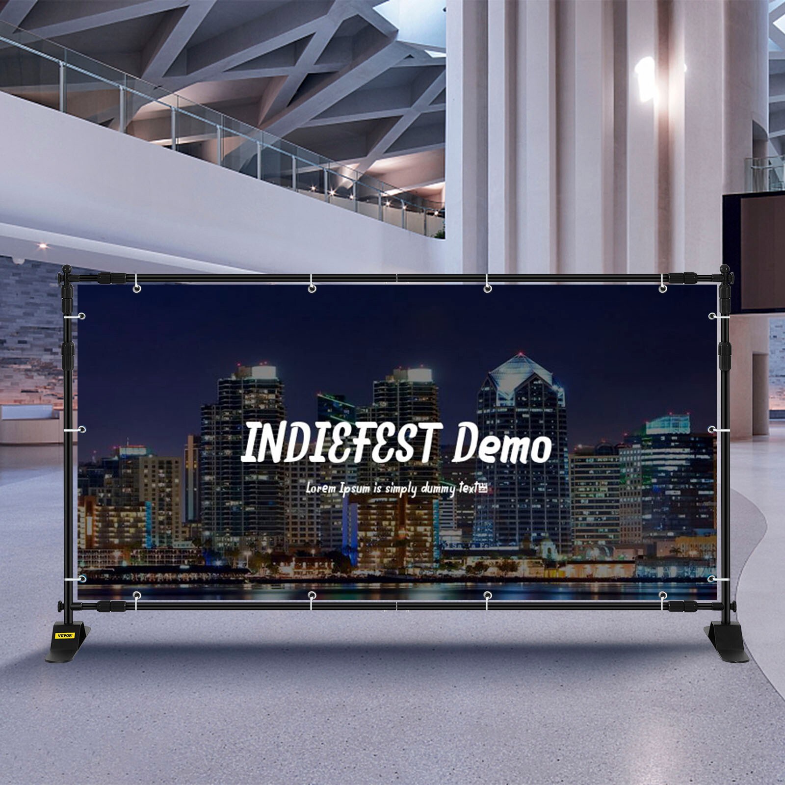 8 x 8Ft Banner Stand Heavy-Duty Step and Repeat Backdrop Telescopic Adjustable