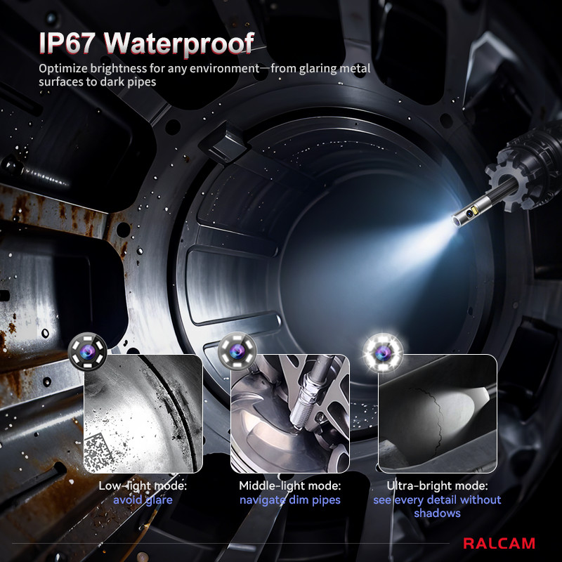 Ralcam Dual Lens Articulating Borescope 5" Endoscope Inspection Camera 5FT Semi