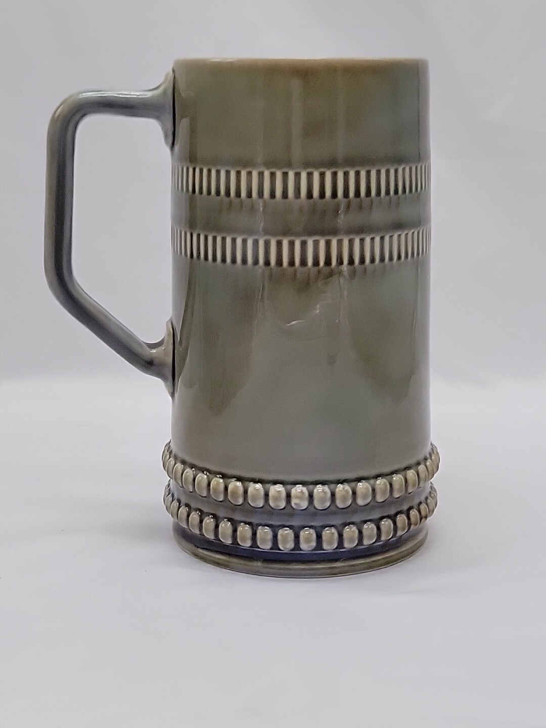 Vintage Wade Ireland Green Beer Stein Mug Sail Boat Yellow Sails