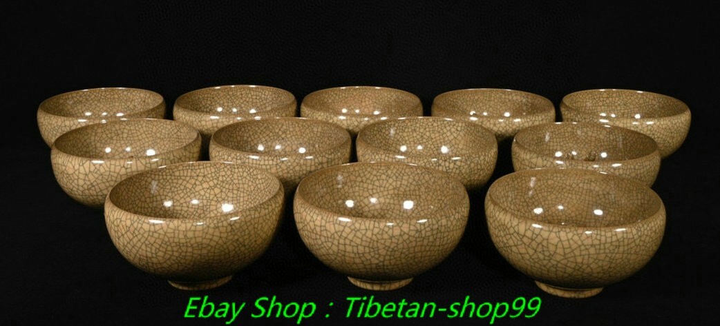 5.2''Old Song Dynasty Ge Kiln Porcelain 12 Chinese Zodiac Signs Head bowl