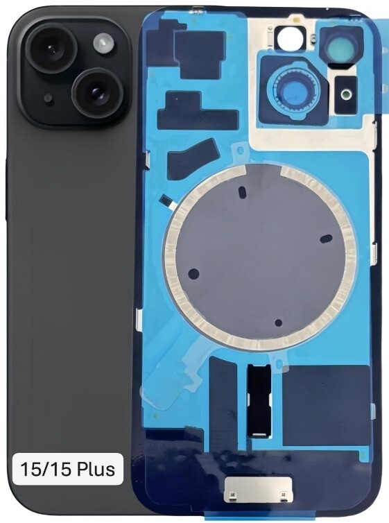 Back Glass Replacement with Metal or Magnet or NFC for iPhone 16, 15 ,14 Series