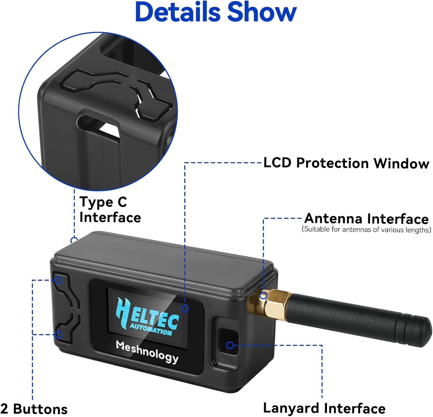 2Sets HelTec Meshtastic LoRa ESP32 V3 SX1262 Board+915MHz Antenna + Battery+Case