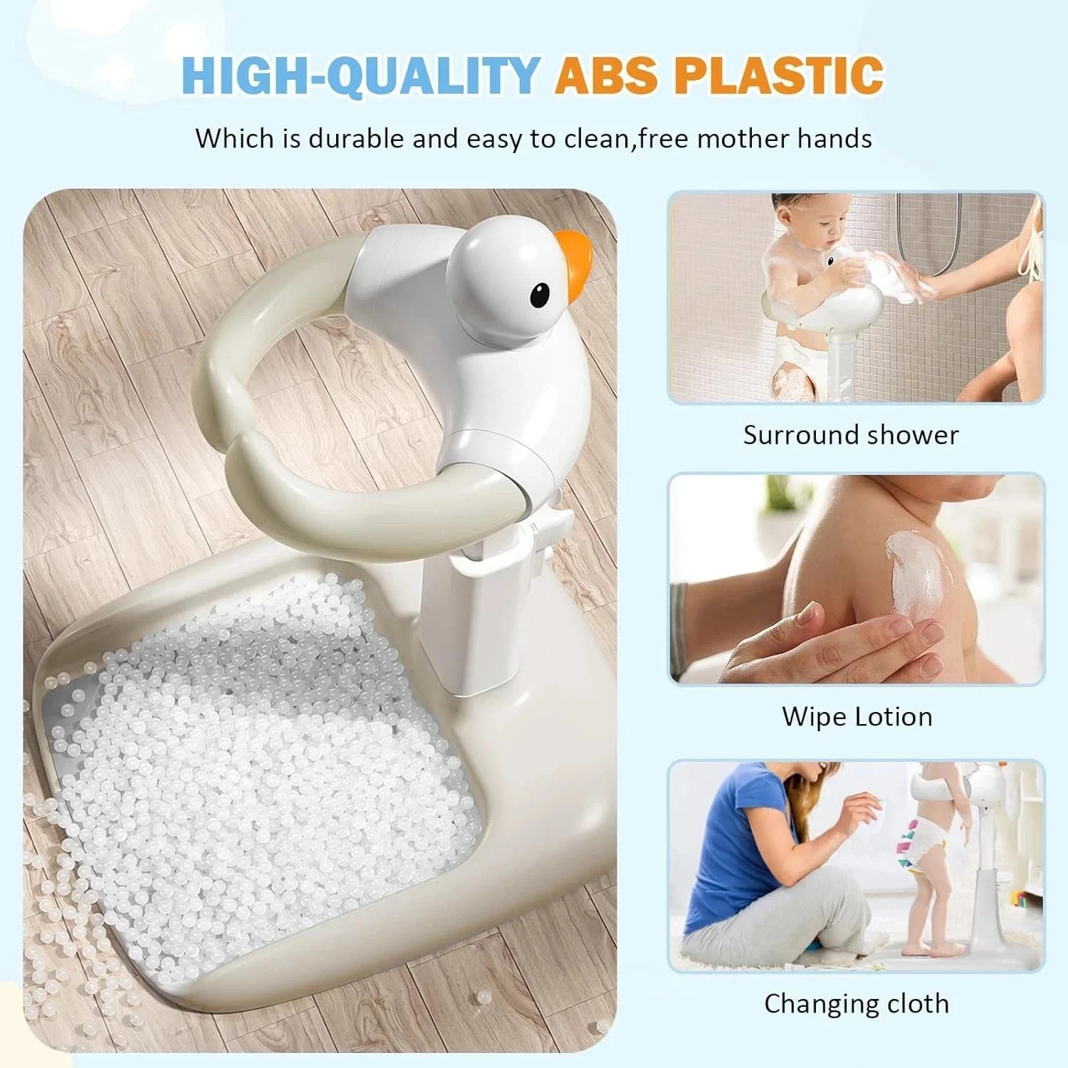 Adjustable Baby Shower Stand - Anti-Slip Base, Portable Bath Helper for Infants