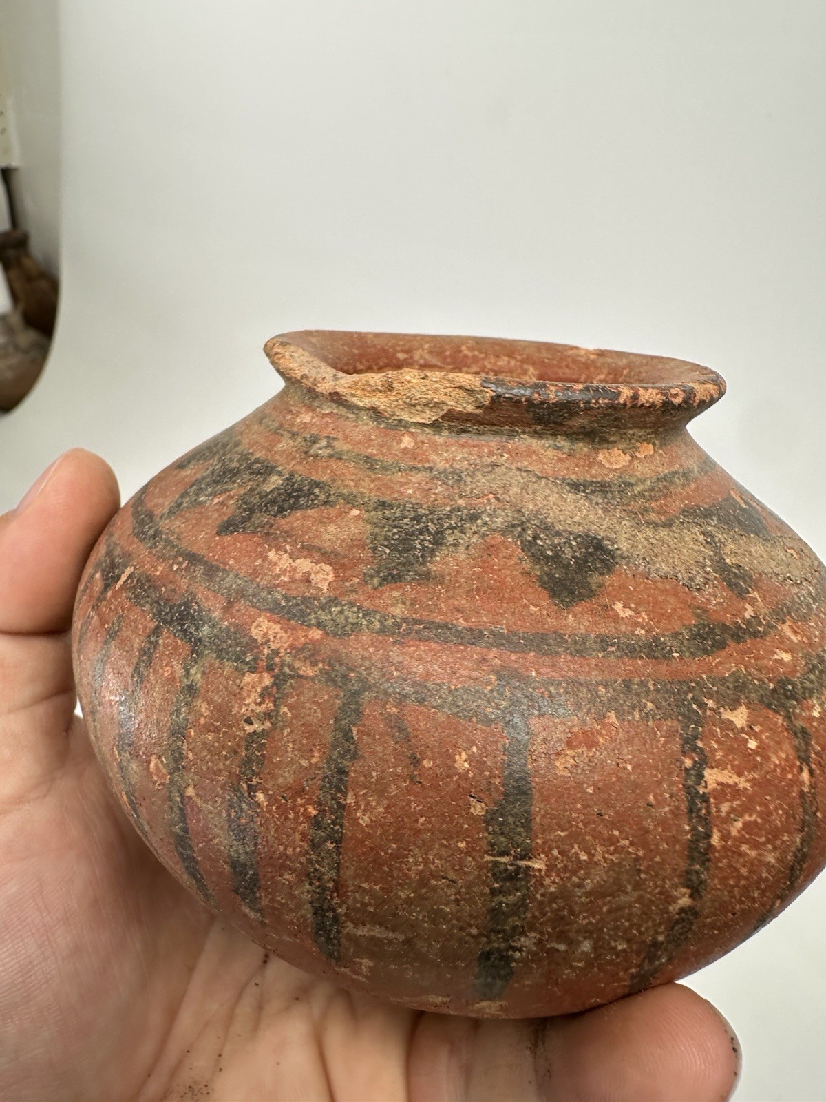 Pre Columbian Mayan? Painted Pottery Earthenware Bowl Jar Genuine 500BC-1200AD