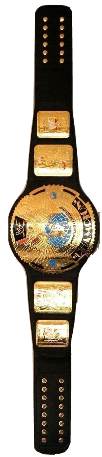 Universal Replica Pack of Two Wrestling Belt Wall mount Hanger Black Leather