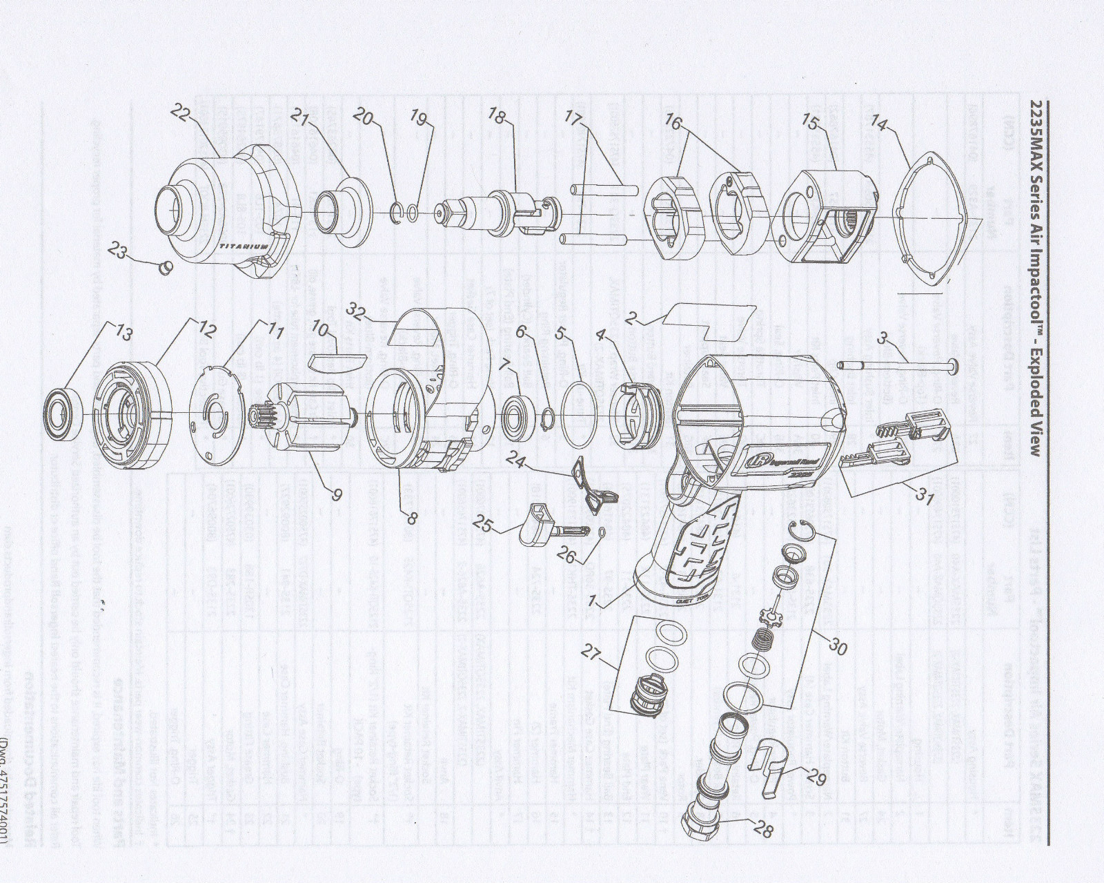 2235 TK1 INGERSOLL RAND 2235 TK1 TUNE UP KIT FOR IR2235QTiMAX AND IR2235TiMAX