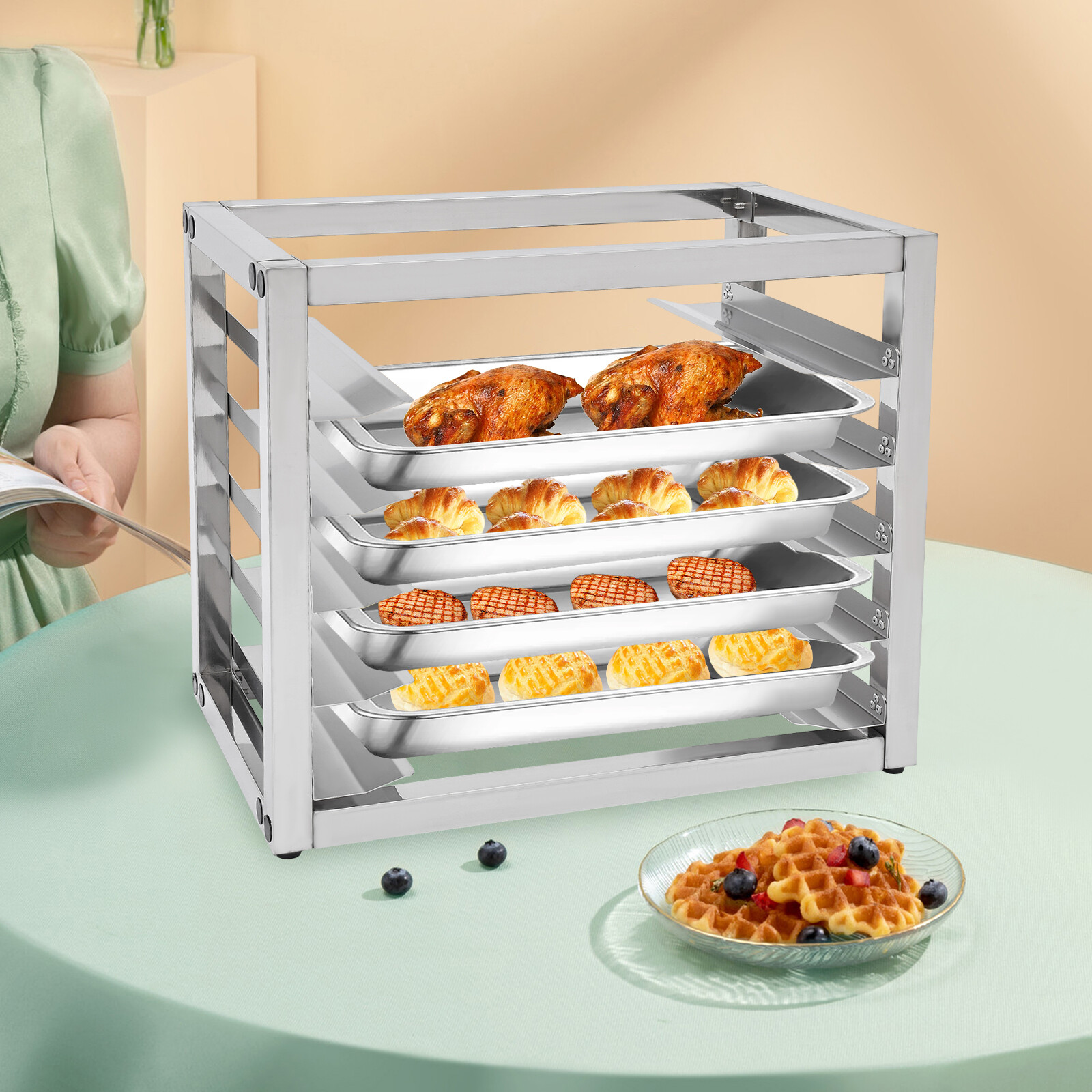 6 tire End Load Half Height Bakery Bun Dough Baking Sheet Pan Rack Commercial