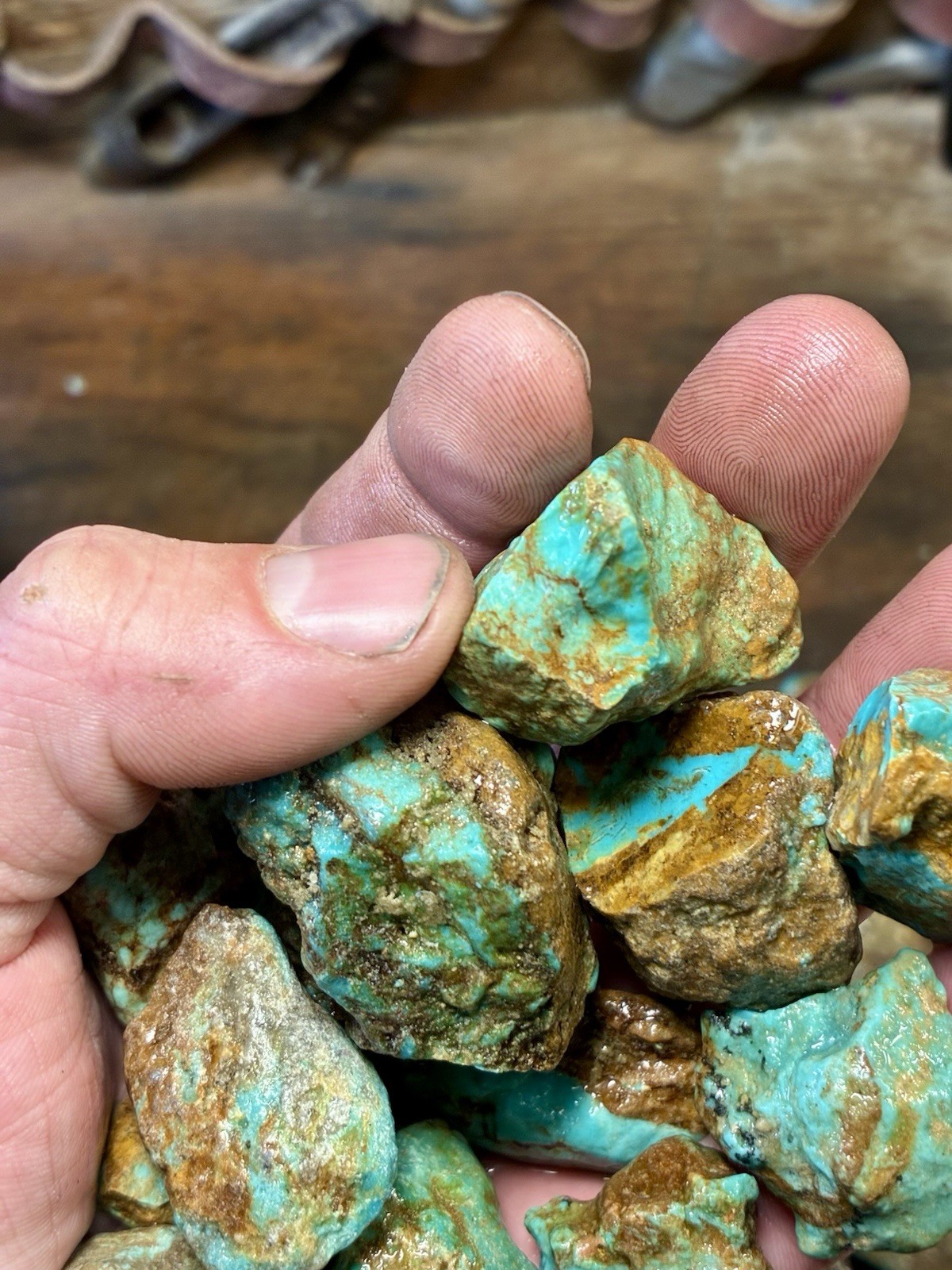 Turquoise Mountain - Kingman Blue Turquoise in Classic Red Matrix. 1 Lb.