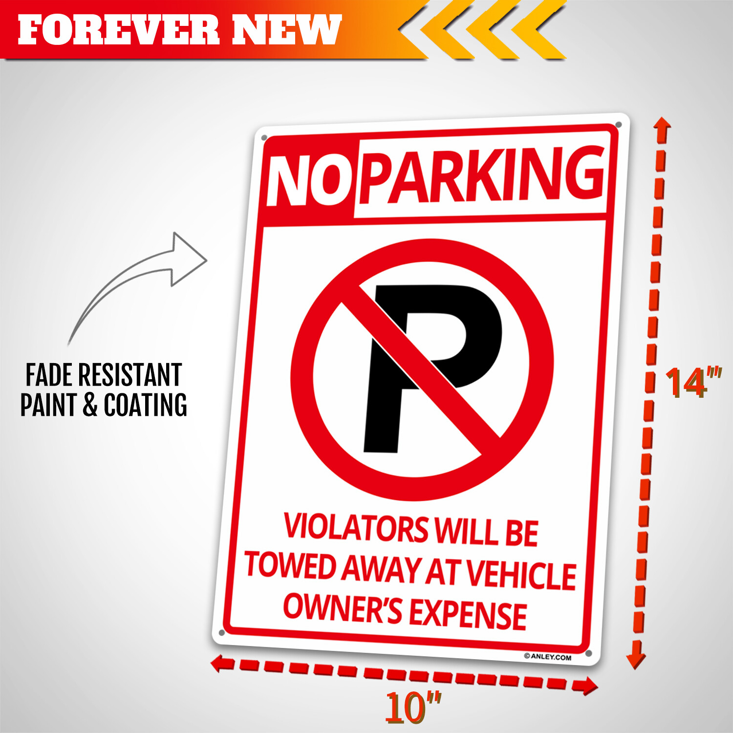 Anley 2 Pack No Parking Sign - Rust-Free Weatherproof Aluminum Warning Signs