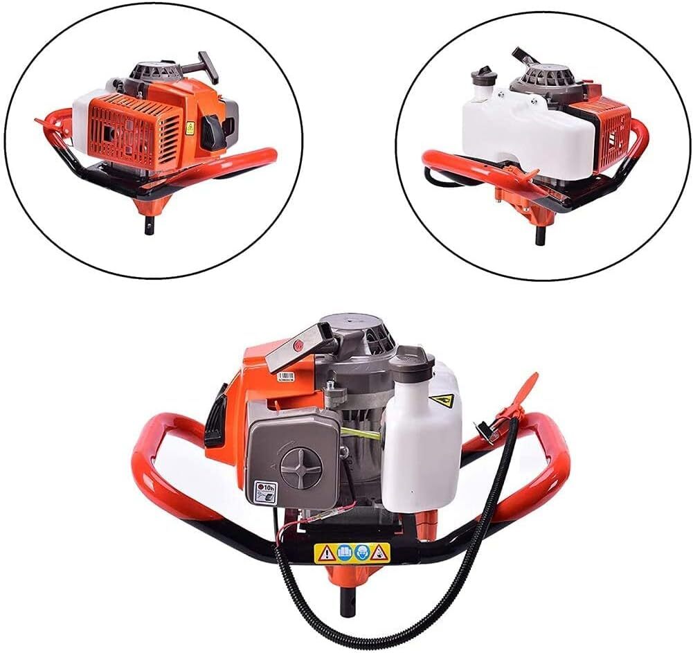 72cc Gas Powered Post Hole Digger with 4, 8 & 12 Inch Augers