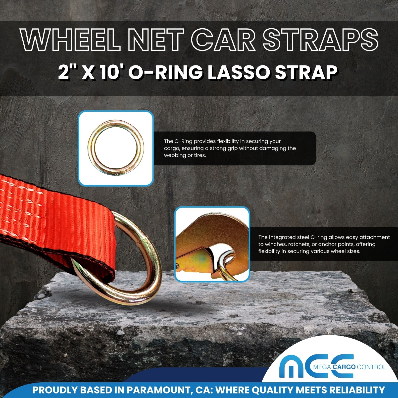 16 Pcs 4 Set 2" x 10' Lasso Wheel Lift Strap Ratchet J Finger Hook for Tow Truck