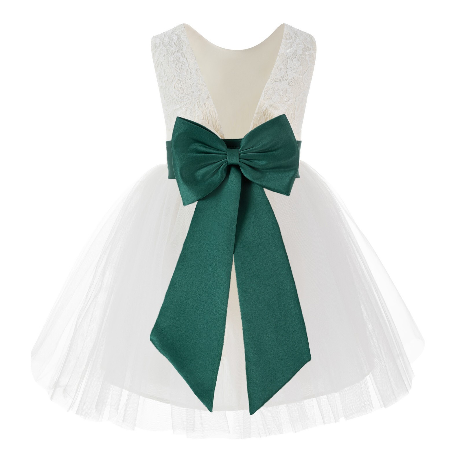 Ivory Flower Girl Dresses Knee Length Dress V back Flower Girl Dress Girls Dress