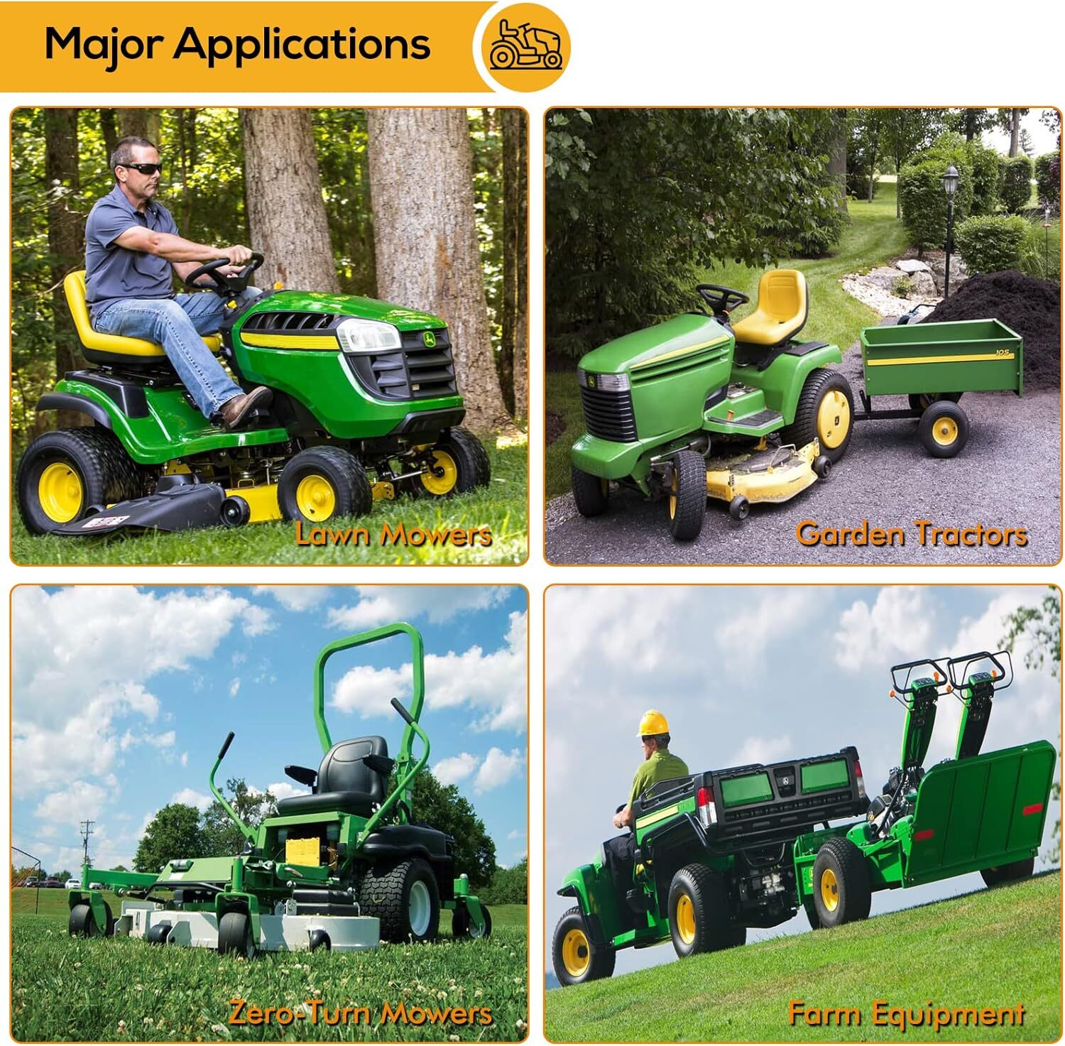 WEIZE Universal Fit 11 x 4.00-5 in Flat Free Lawn Mower Tires with Rim 11x4-5 2p