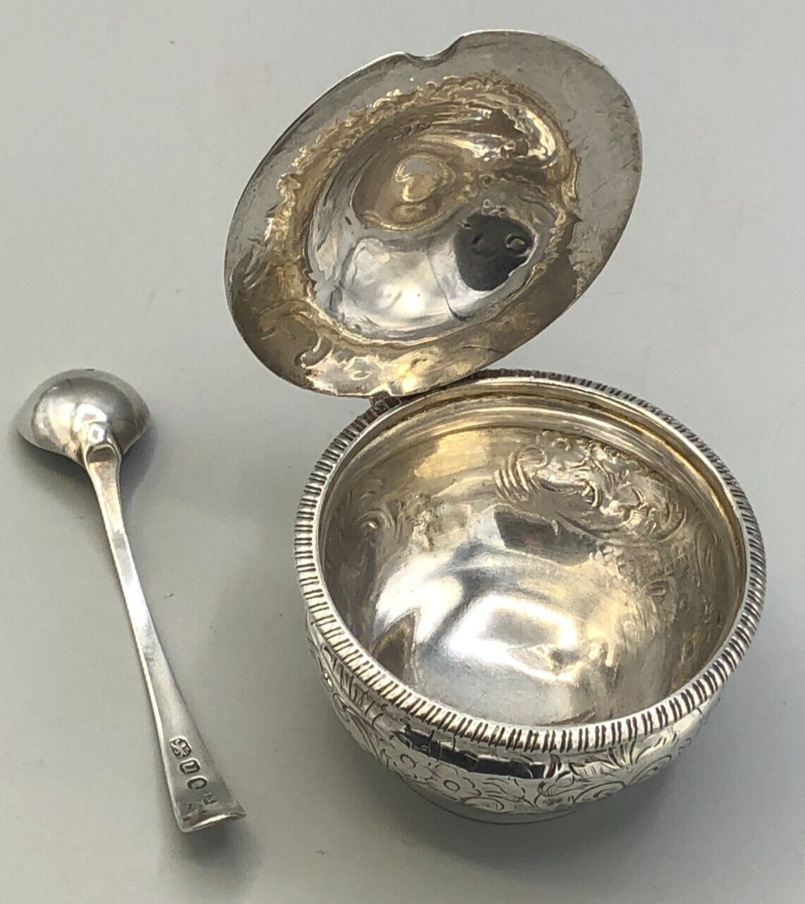 Antique Sterling Silver small Sauce Dish with Spoon, London England, circa 1798