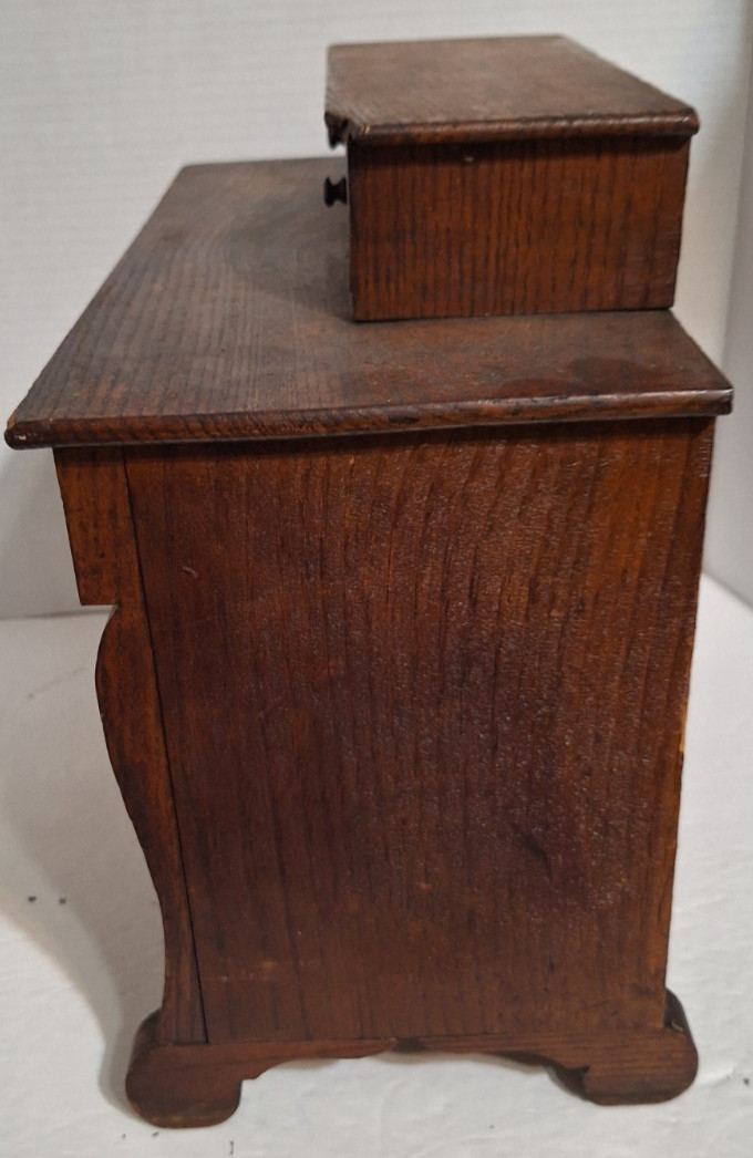 Antique Chest Bureau Salesman Sample 4 Drawers 2 Glove Boxes 13.5x13x6.5 Wooden