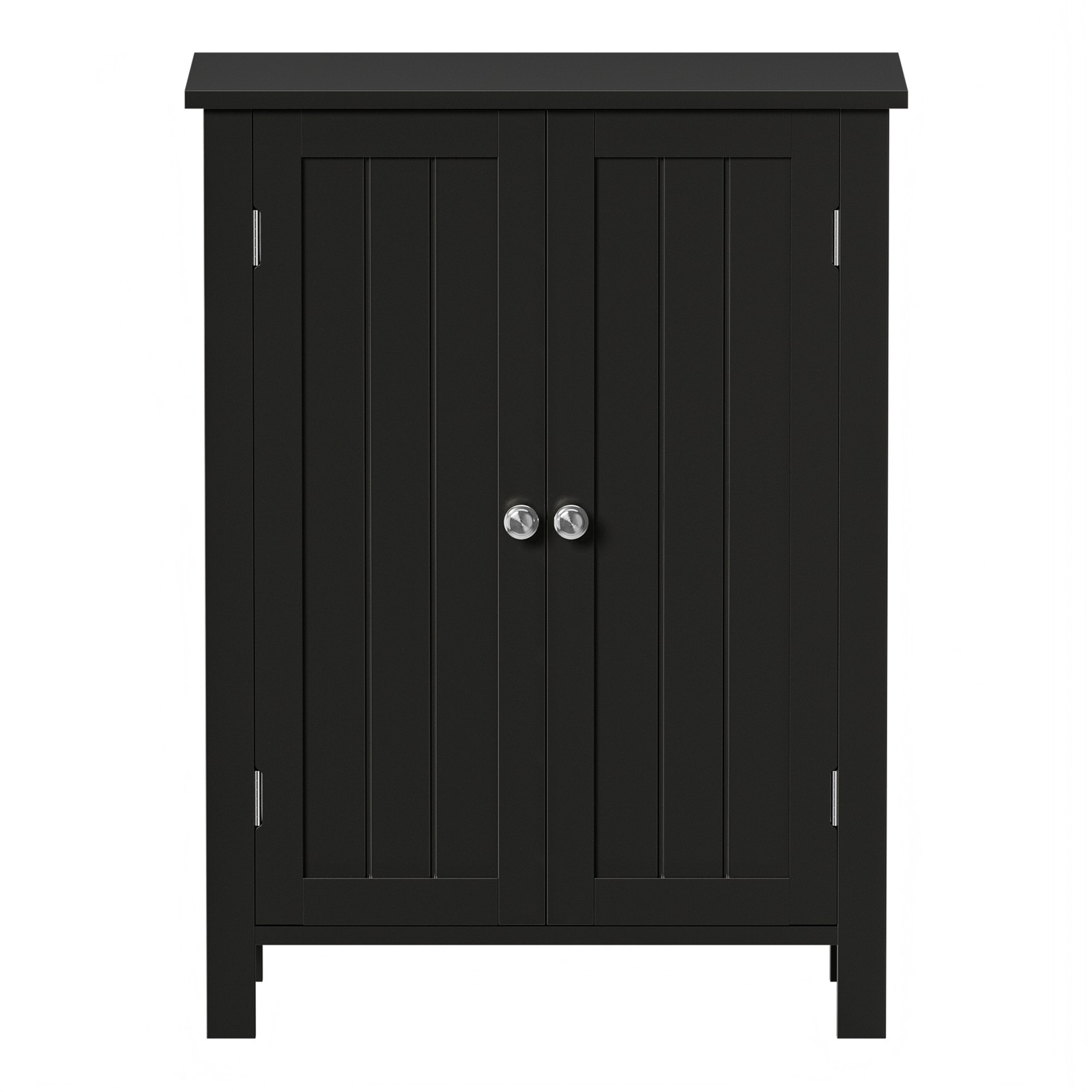 Bathroom Floor Storage Cabinet with Adjustable Shelf Double Door Organizer Black