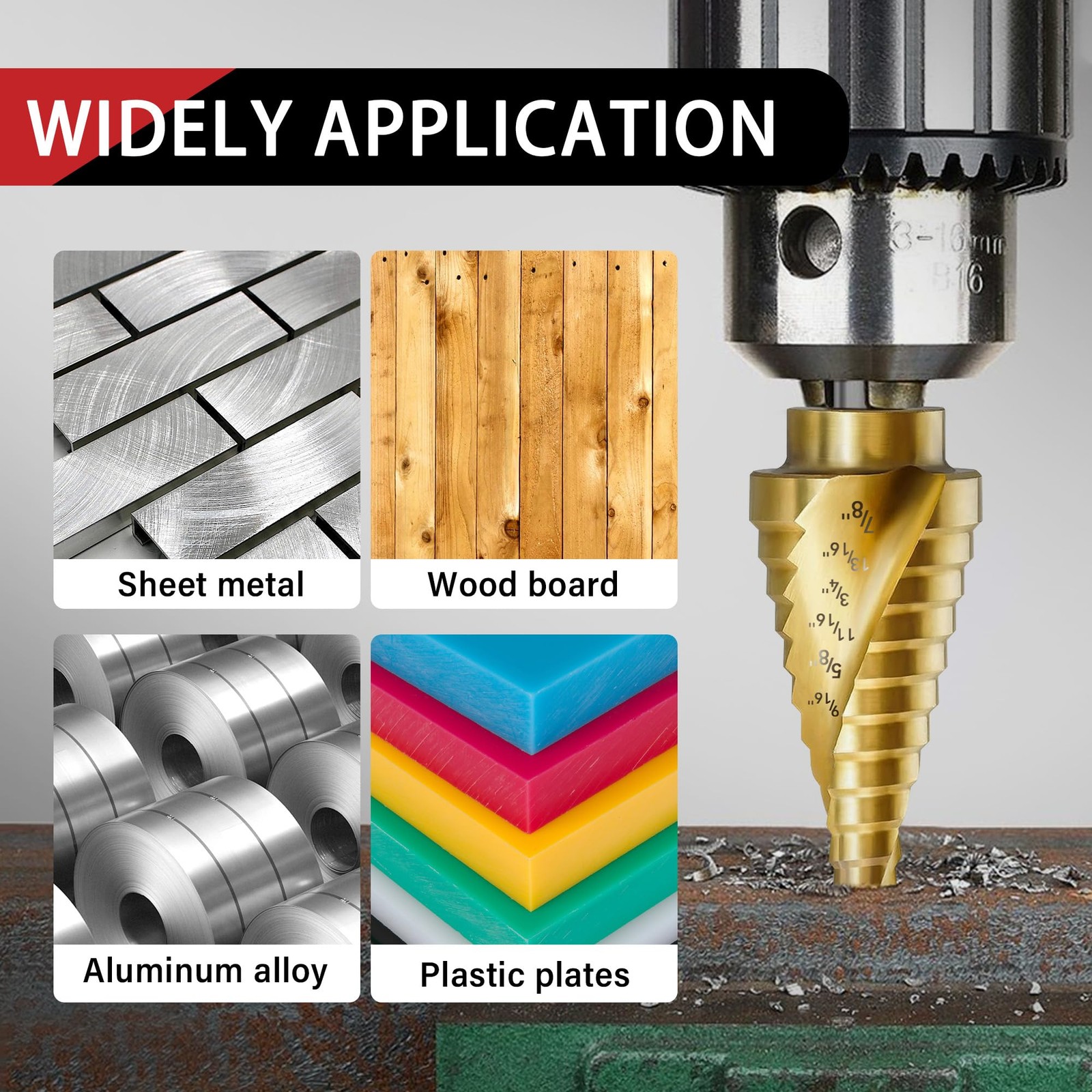 3PC Step Drill Bit Set 1/4in Hex HSS 31-Step Spiral for Metal Wood Aluminum DIY