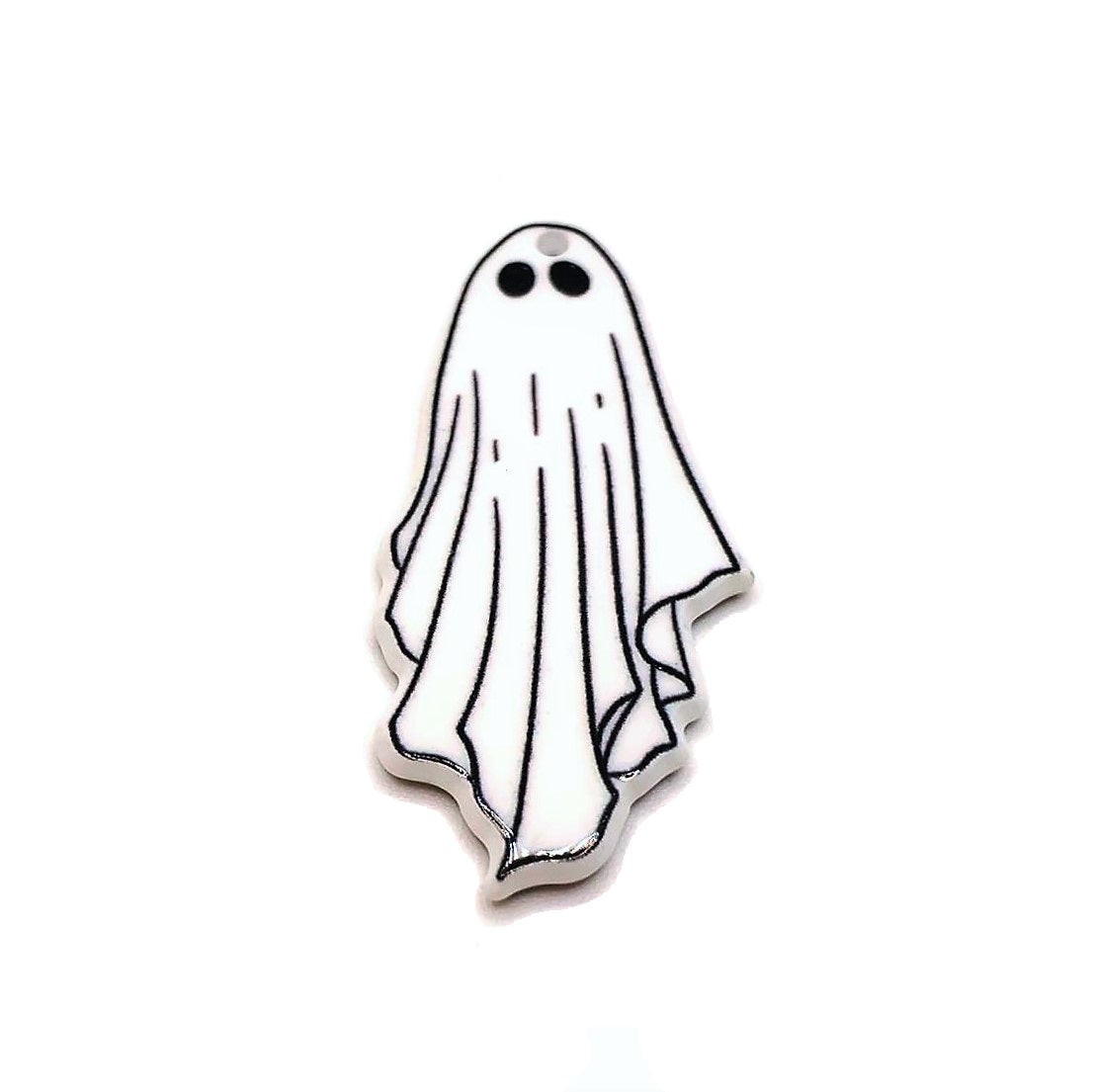 White Goth Ghost Halloween Charms, 46x21mm - US Seller