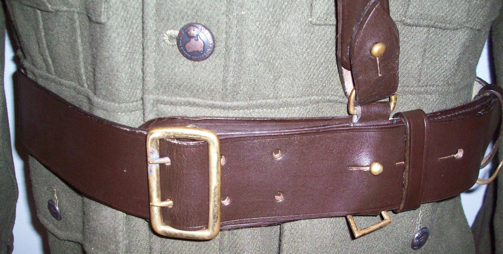AUSTRALIAN ARMY SAM BROWN OFFICERS LEATHER BELT WITH STRAP - SIZE 44 inch waist