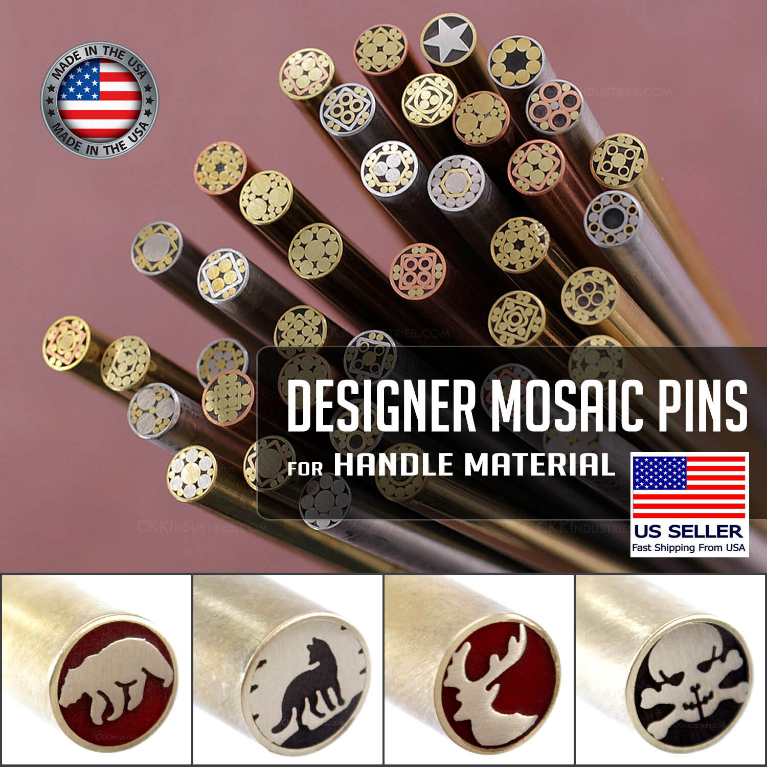 Mosaic Pins - Unique Graphic Designs - Multiple Diameters Available - Knife Pins