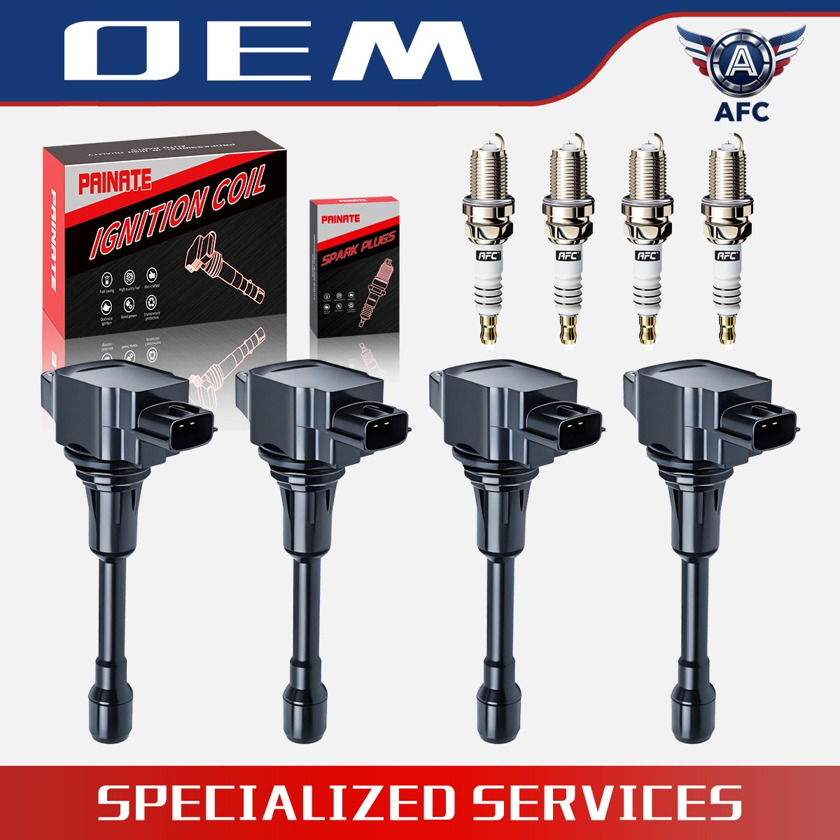 4 UF549 For Nissan Altima Sentra rogue versa Spark Plugs and Ignition Coil packs