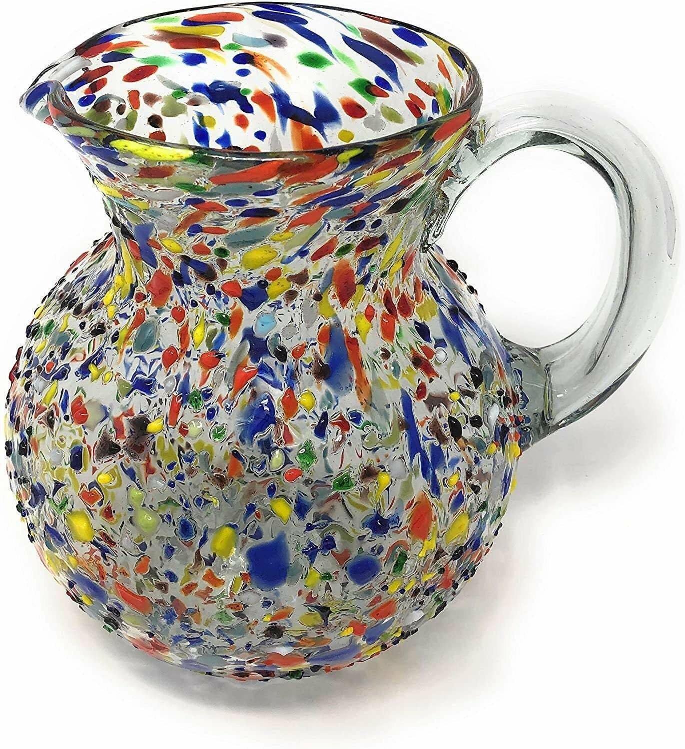 Confetti Rock Design Glass Pitcher - Juice, Margaritas, Water, Lemonade (84 oz)