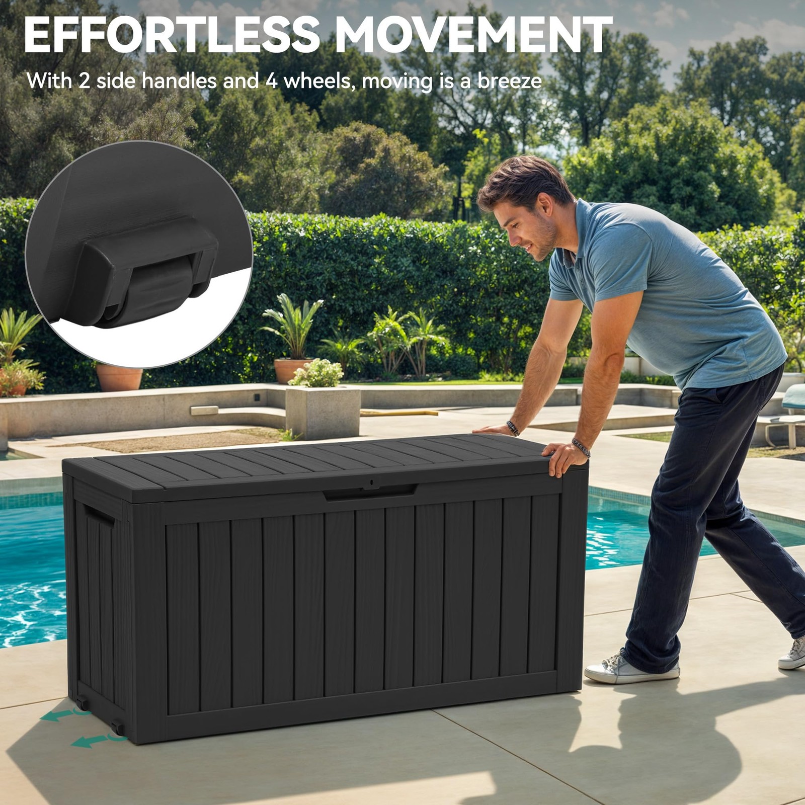 Caja De Cubierta 72 Galones Impermeable Para Patio Exterior Casa Almacenamiento