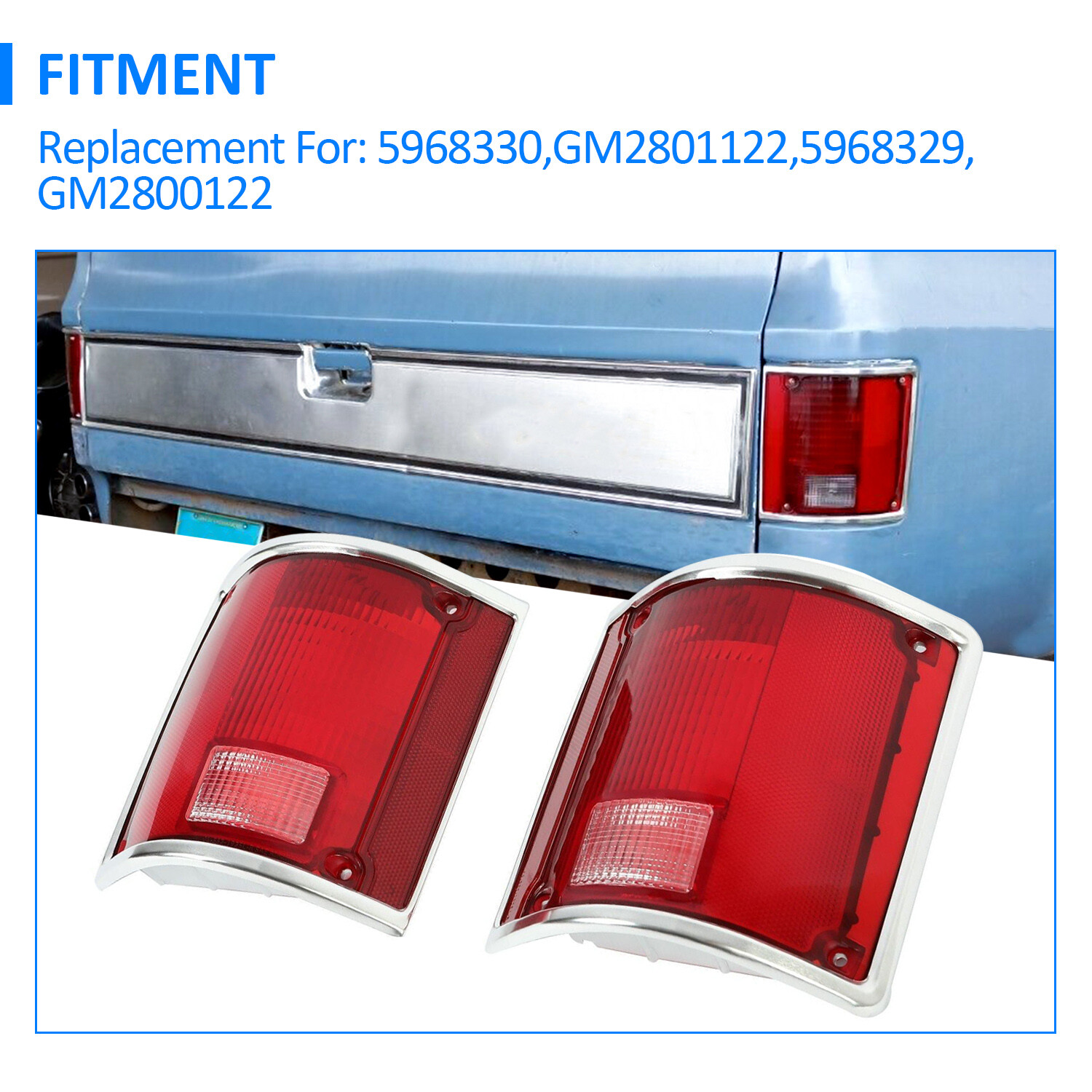 Tail Lights Taillamps w/chrome Bezel Pair For 73-91 Chevrolet C10 K10 GMC Sierra