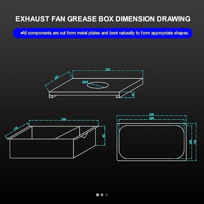 Grease Box For Restaurant Canopy Hood Exhaust Fan 3.74” Deep Drip Pan