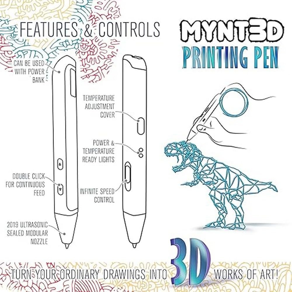 Super 3D Pen, 1.75mm ABS and PLA Compatible 3D Printing Pen