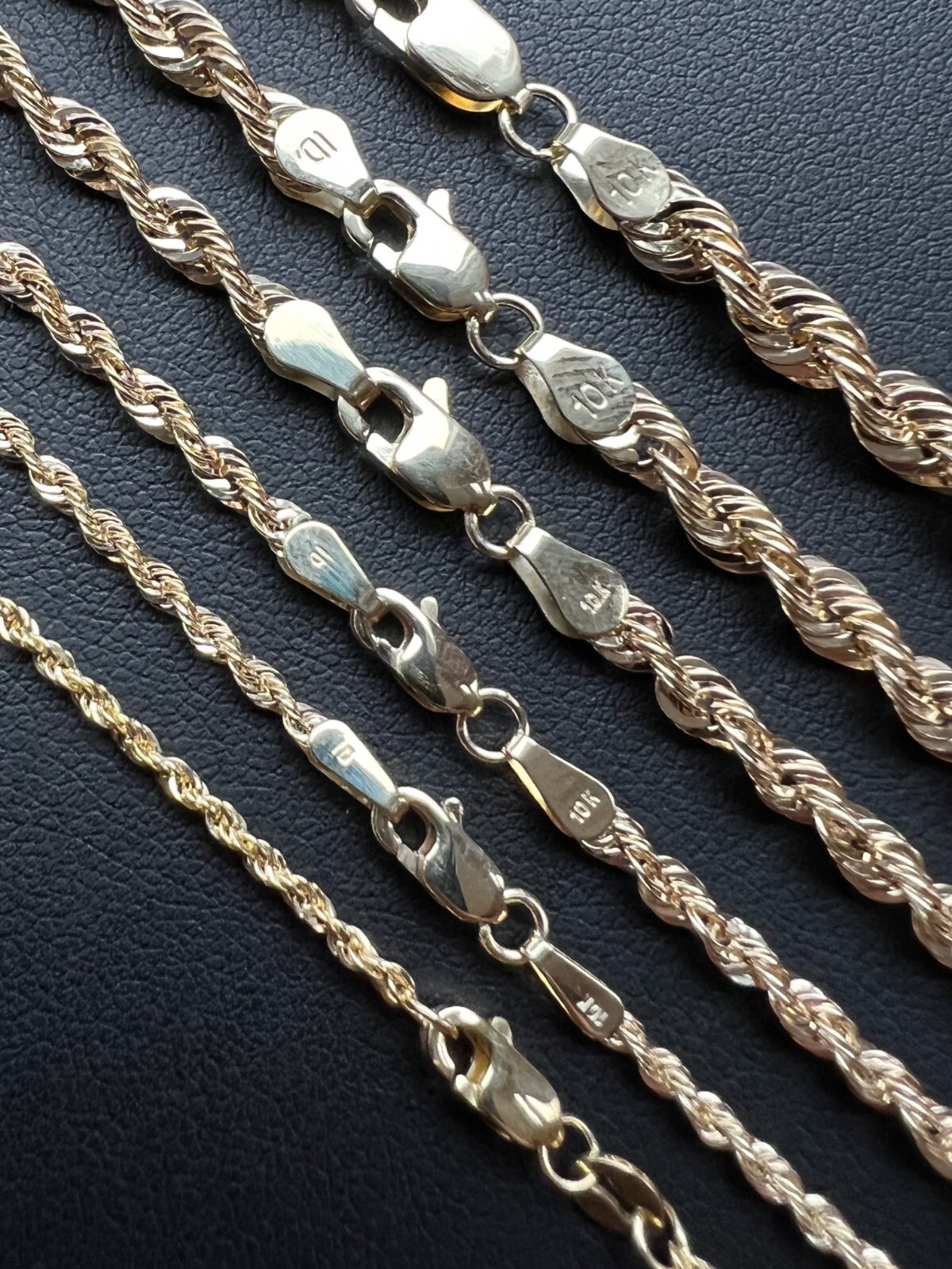 Men's Women's Real 10k Yellow Gold Hollow Rope Chain Necklace 1.5mm-4.5mm 16-30"