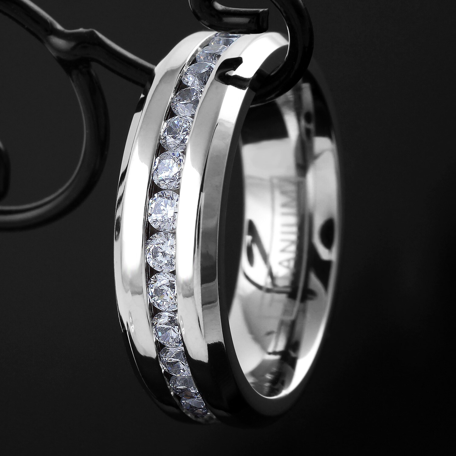 5/7mm Titanium 1.6 Carat Dazzling Eternity CZ Men's Wedding Band Ring Size 5-15