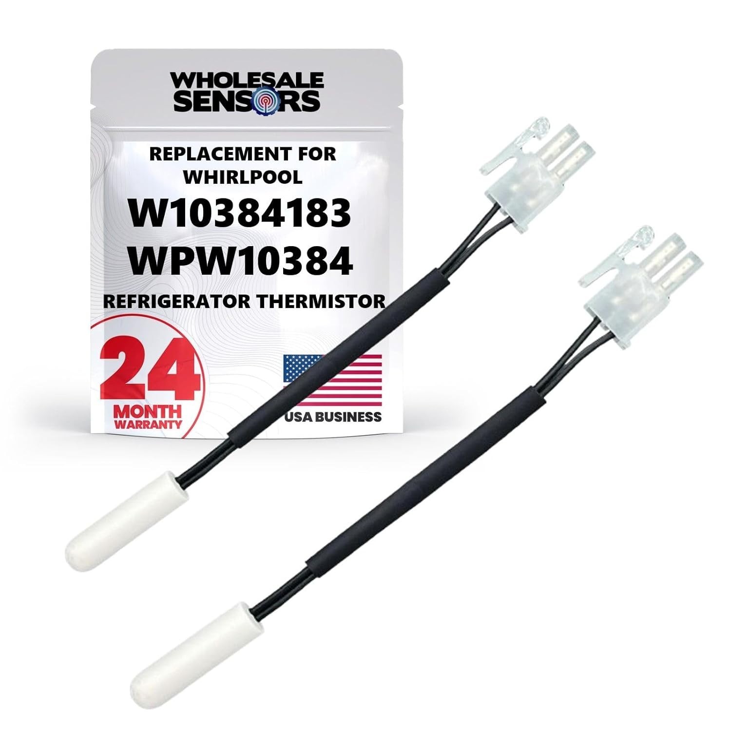 Whirlpool W10384183 WPW10384183 Refrigerator Thermistor (2-Pack) 2 Year Warranty