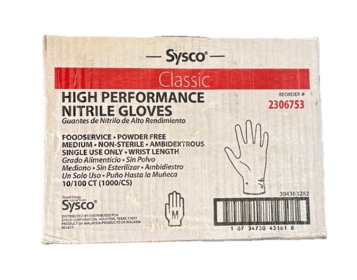 Sysco Nitrile Gloves Blue Medium 2306753 304363282 Qty 10