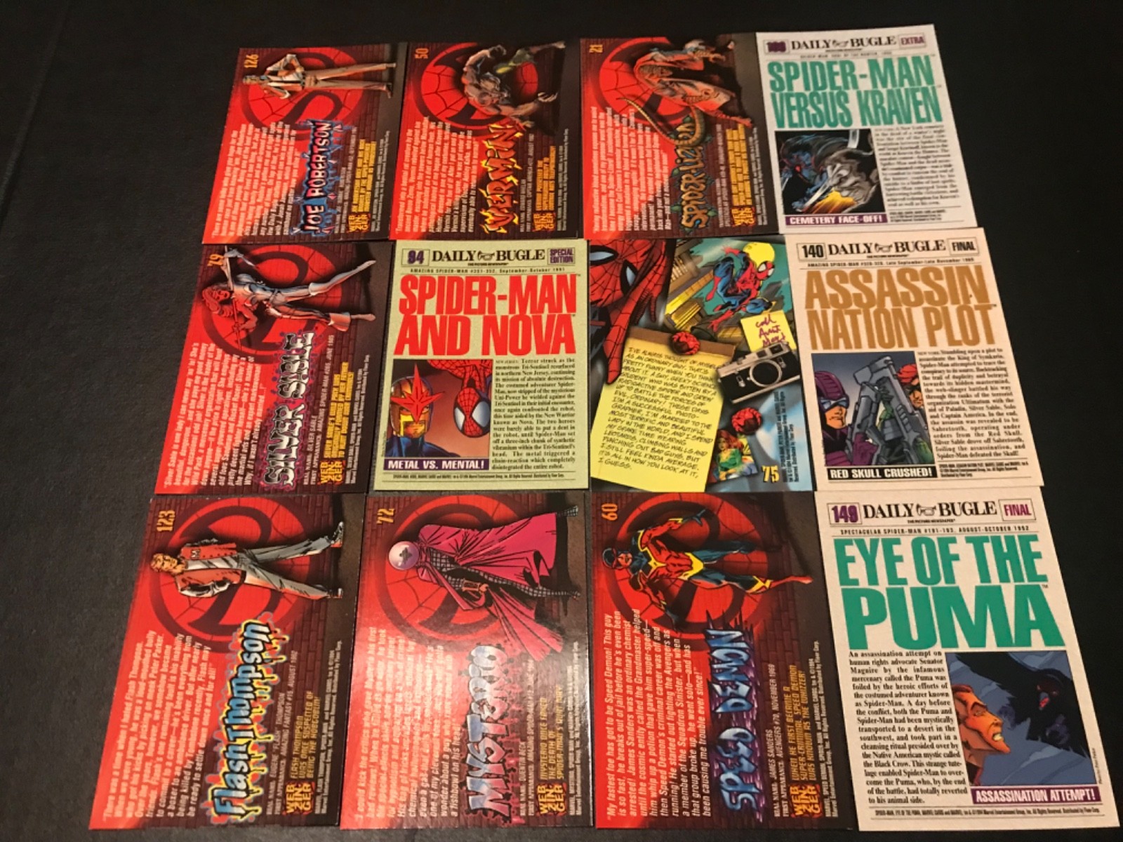 Spider-man 1994 Fleer Mixed Lot Of Cards - Lot Of 12 #4 Marvel Pack ~ Mysterio