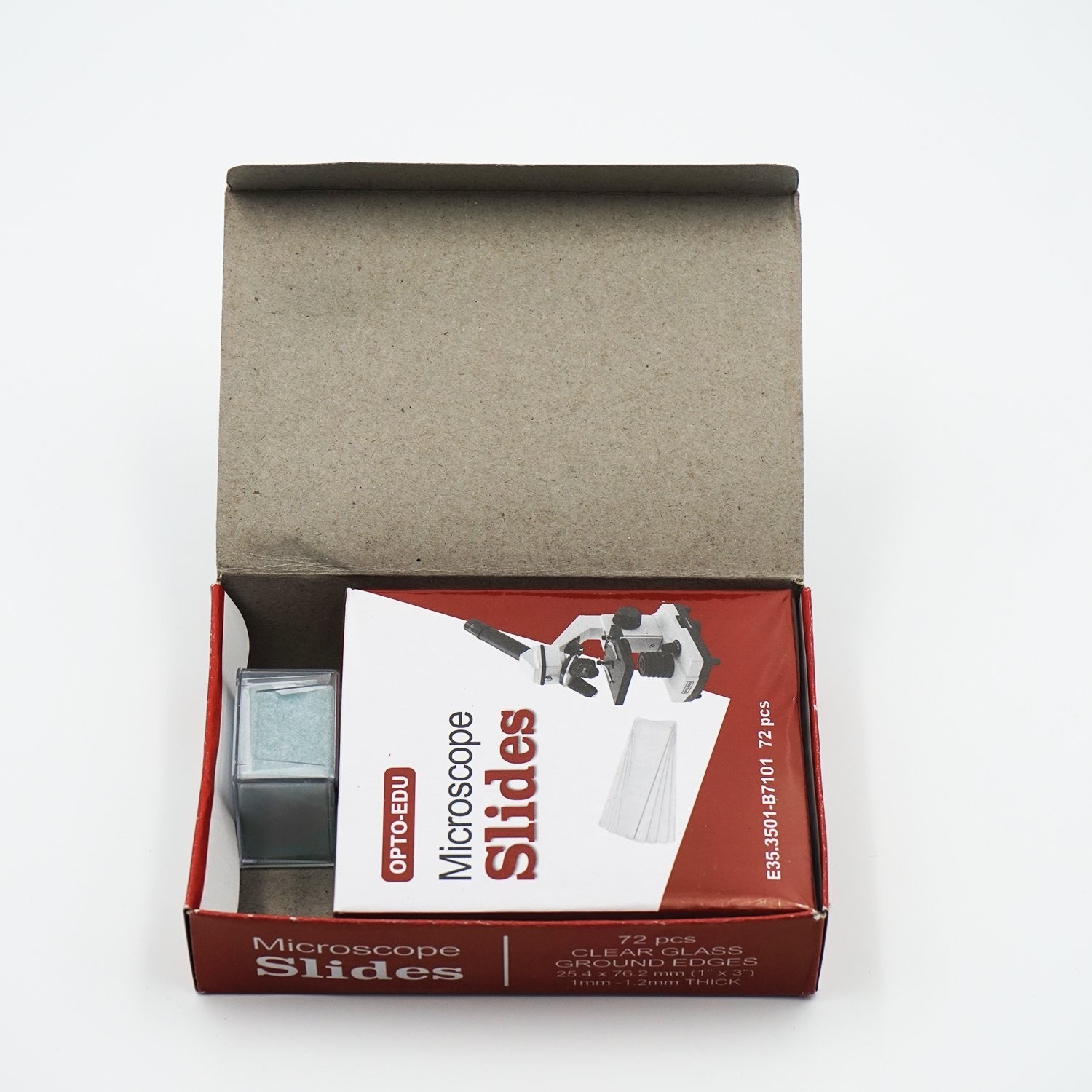 E35.3501 Blank Microscope Slides & 100-Pieces Square Cover Glass Slide Kit 1 Set
