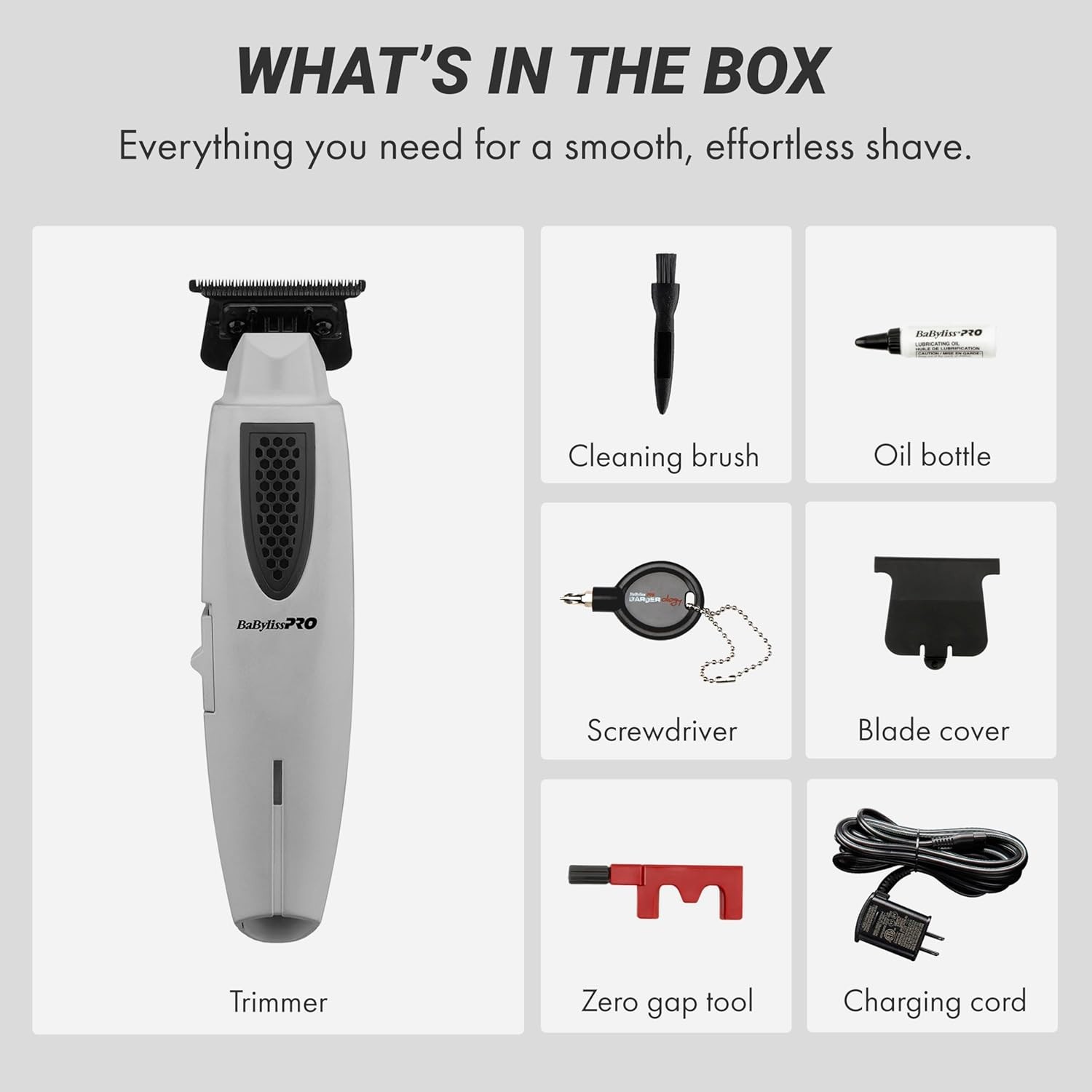 BaByliss PRO LithiumFX+ Ergonomic T-Blade Cordless Hair Trimmers Gray FX773NGY