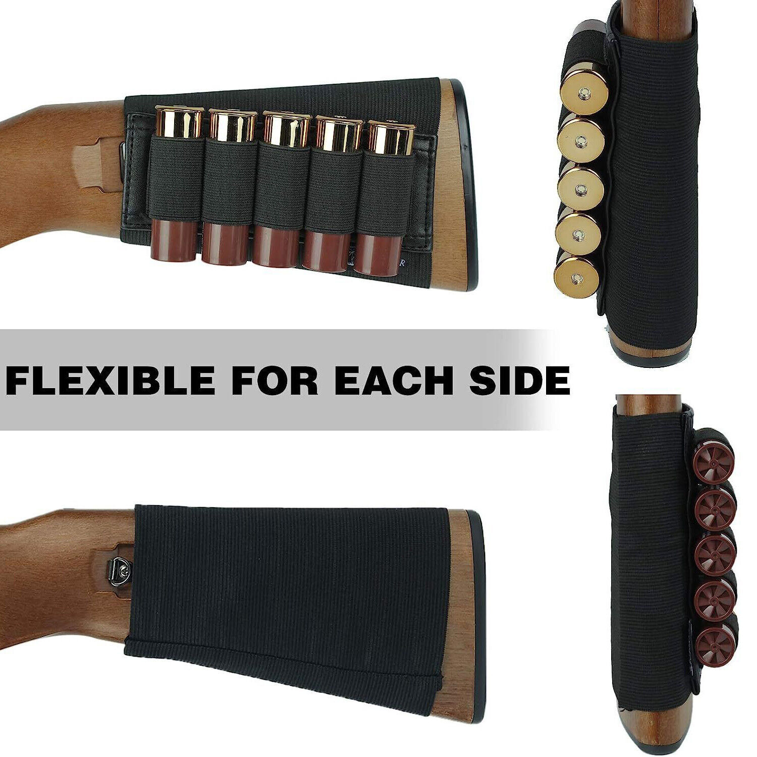 5 Rounds Shotgun Buttstock Shell Holder Ammo Tactical Holster for 12 or 20 Gauge