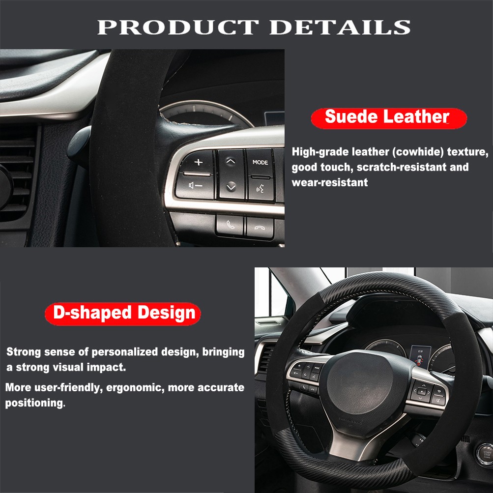 15'' D-Shaped Steering Wheel Cover,for Nissan Rogue Altima Kicks Car Accessories