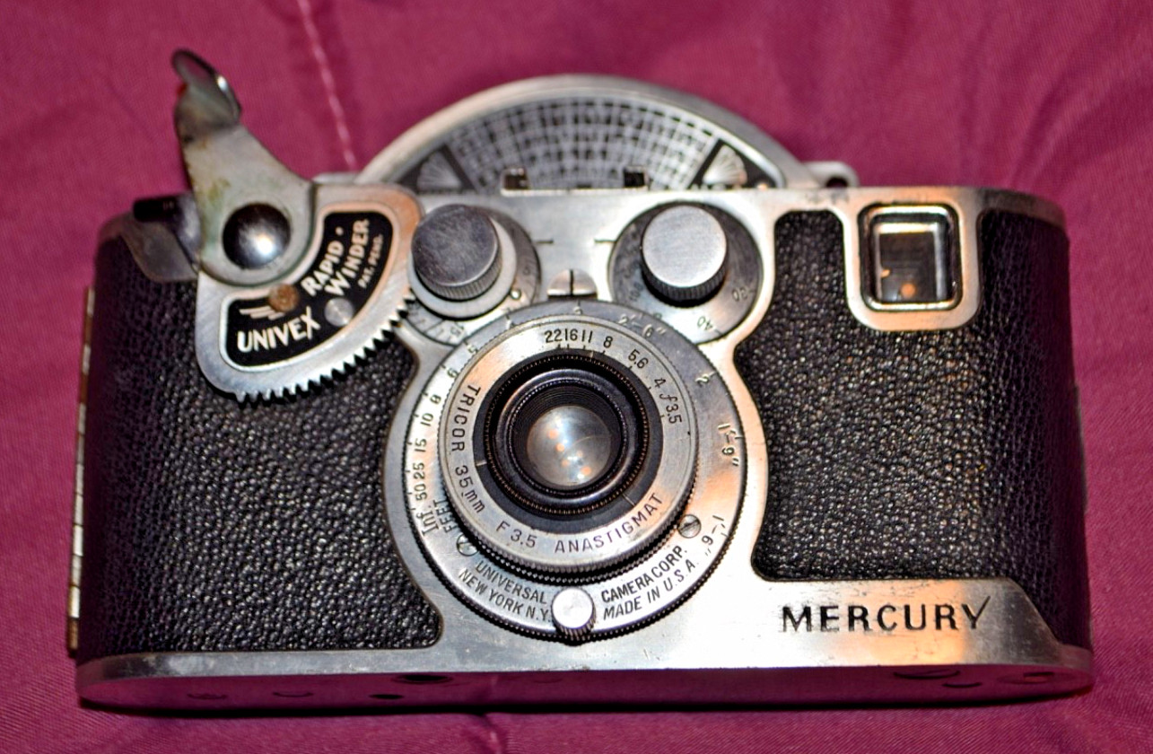 Vintage Mercury CC 35mm Camera with Rare Univex Rapid Winder and film spools