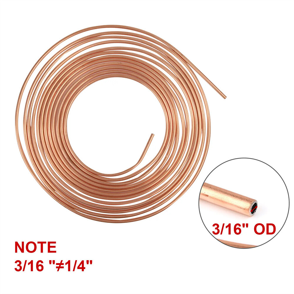 Copper Nickel Brake Line Tubing Kit 3/16 OD 25 Ft Coil Roll all Size Fittings