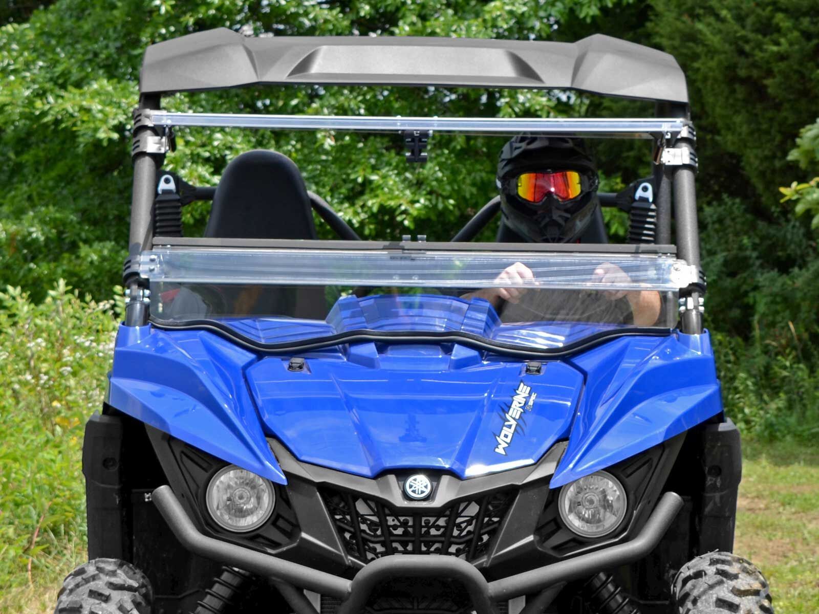 SuperATV Yamaha Wolverine Heavy Duty Scratch Resistant Flip Windshield (15-18)