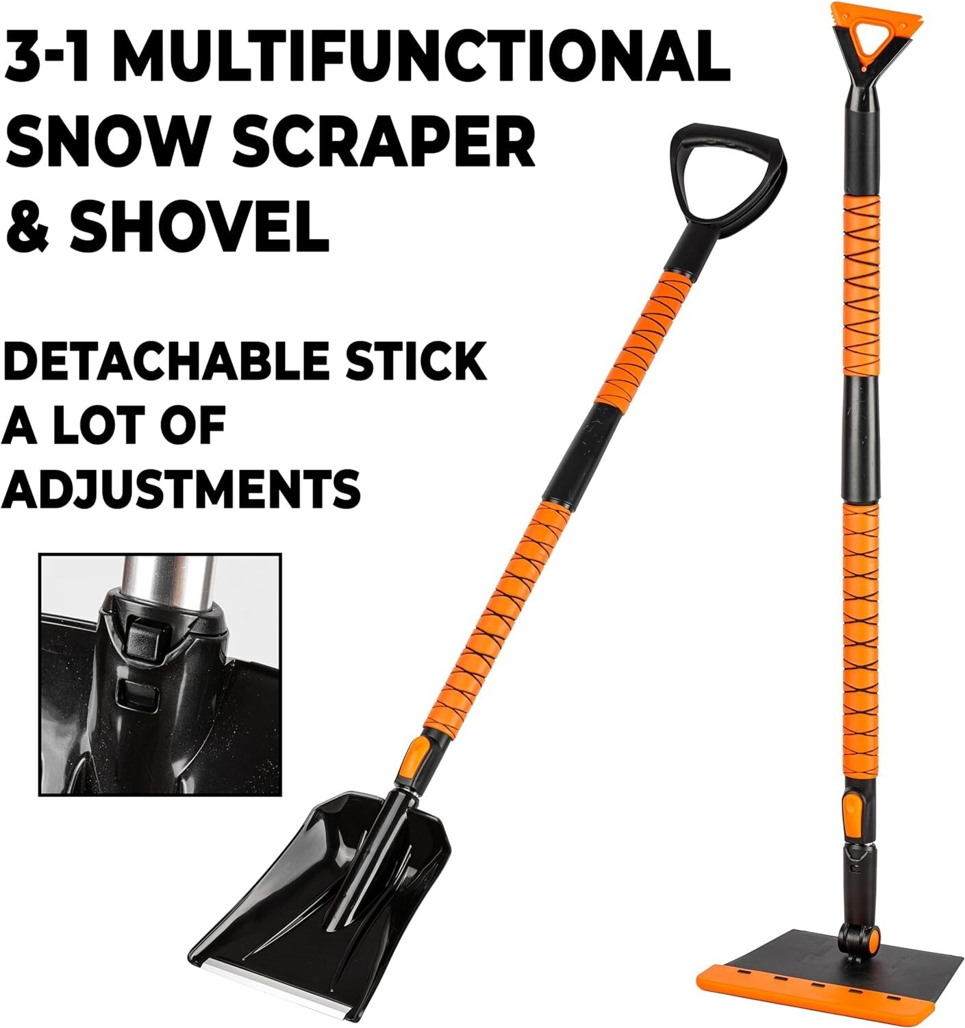 Zone Tech 5 - 1 Ice and Squeegee Scraper with Snow Shovel 32"-42" Extendable Set